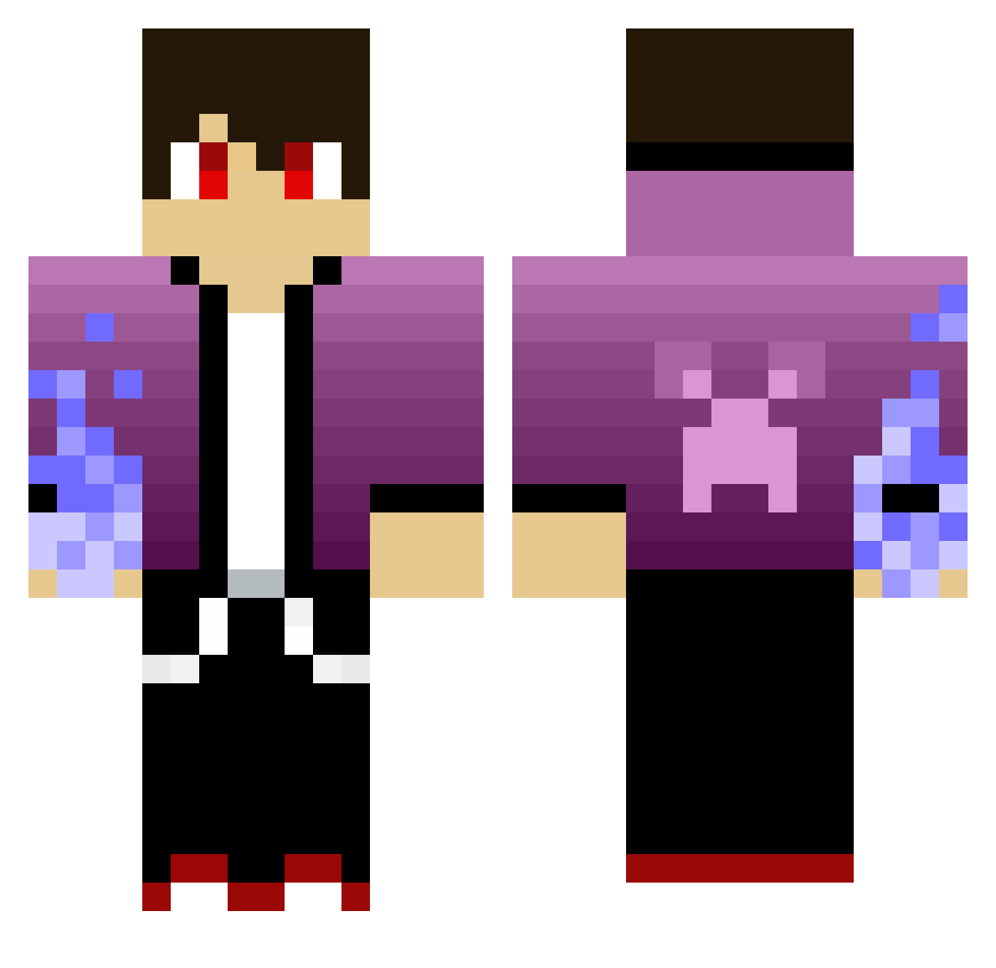 xKa0z Minecraft skin, front and back view