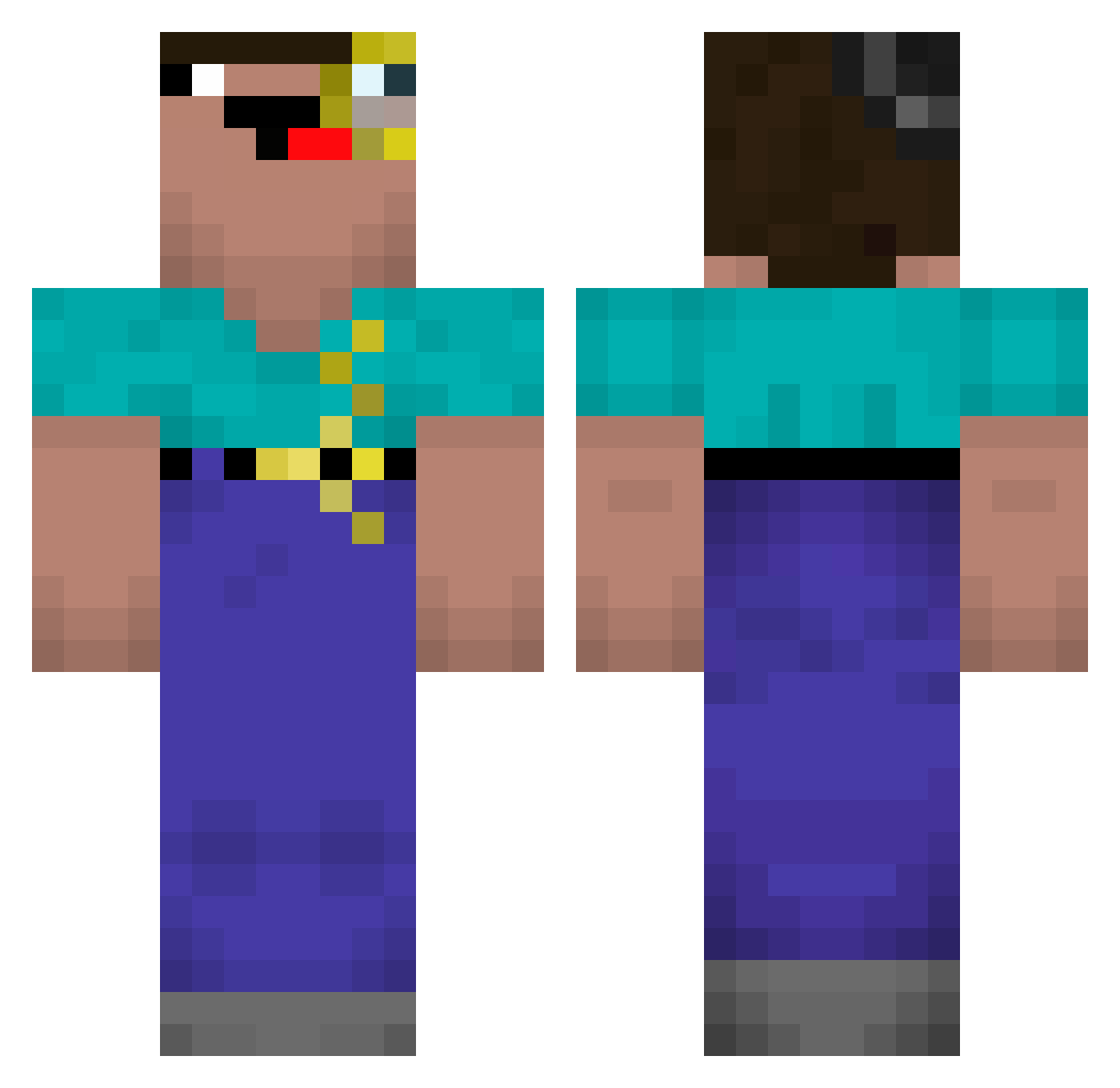 8000ants Minecraft skin, front and back view