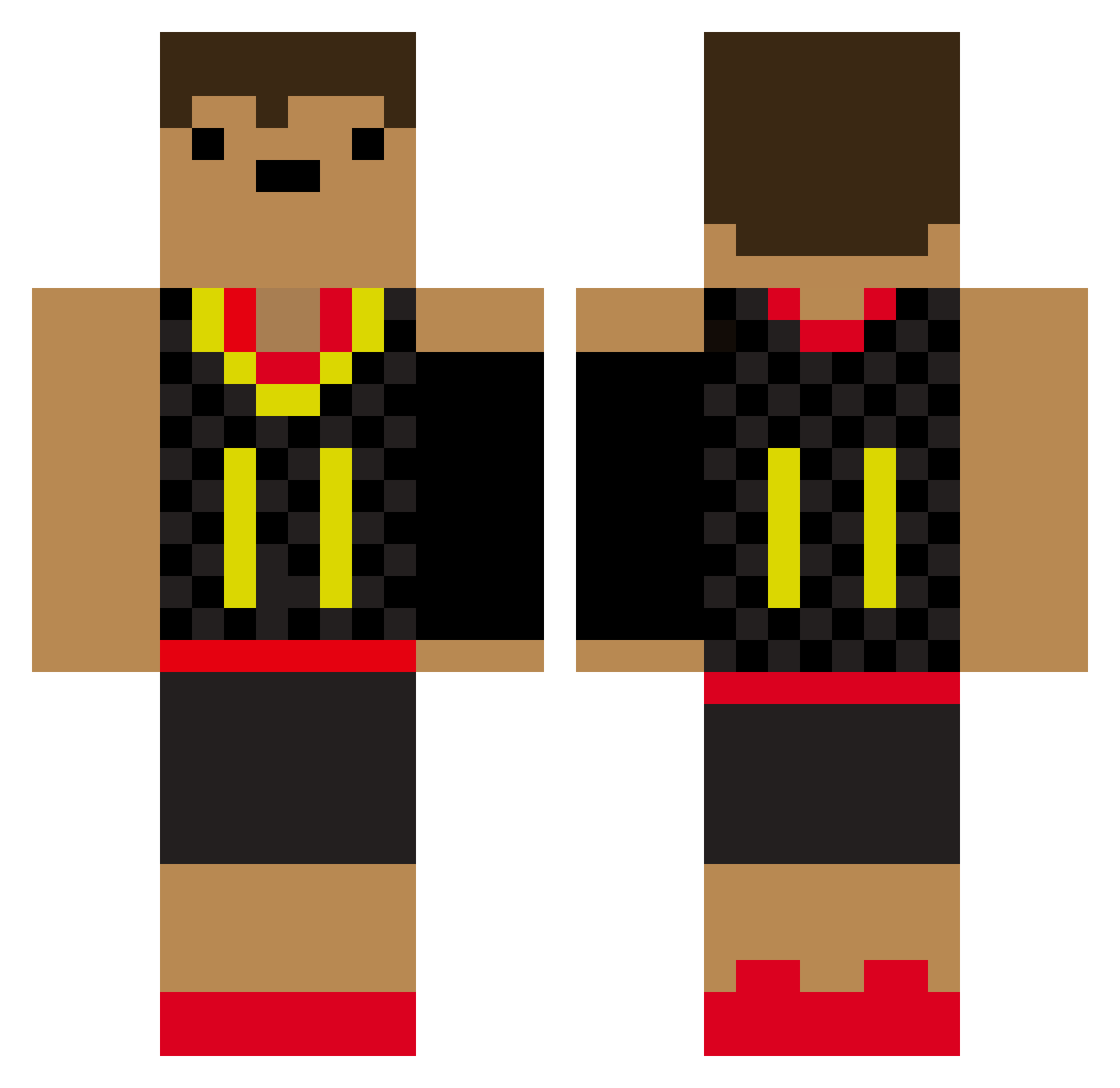 FrontRowBadger Minecraft skin, front and back view