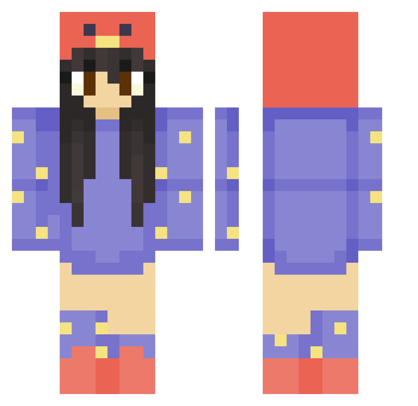 sonagirl Minecraft skin, front and back view