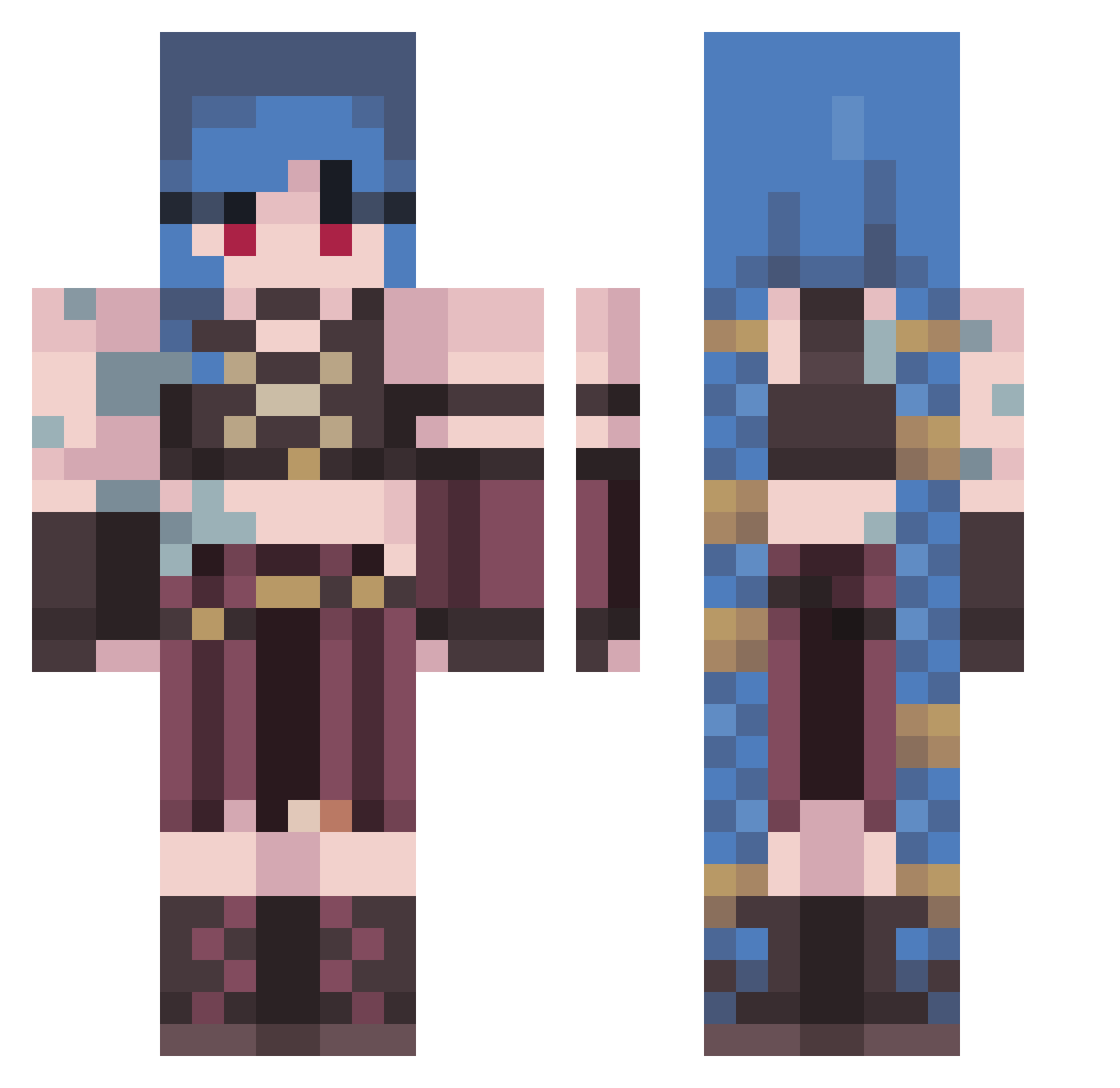DiePaNic Minecraft skin, front and back view
