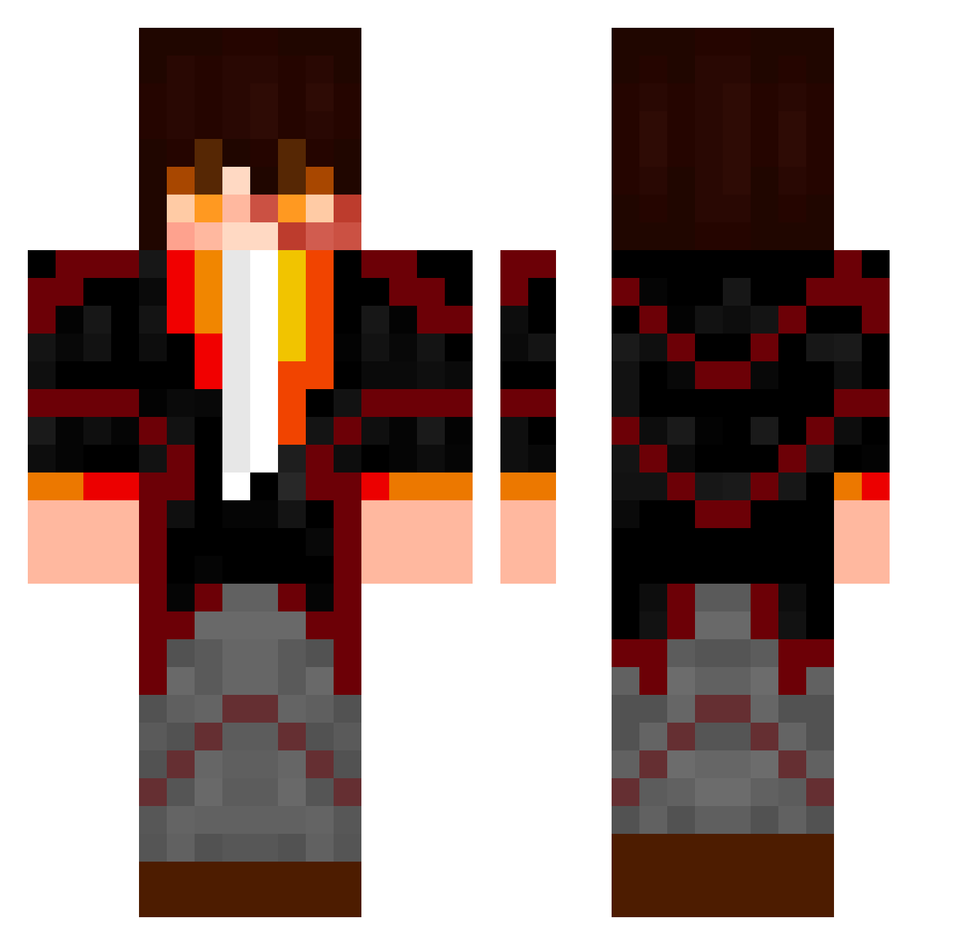 PIRhett13 Minecraft skin, front and back view