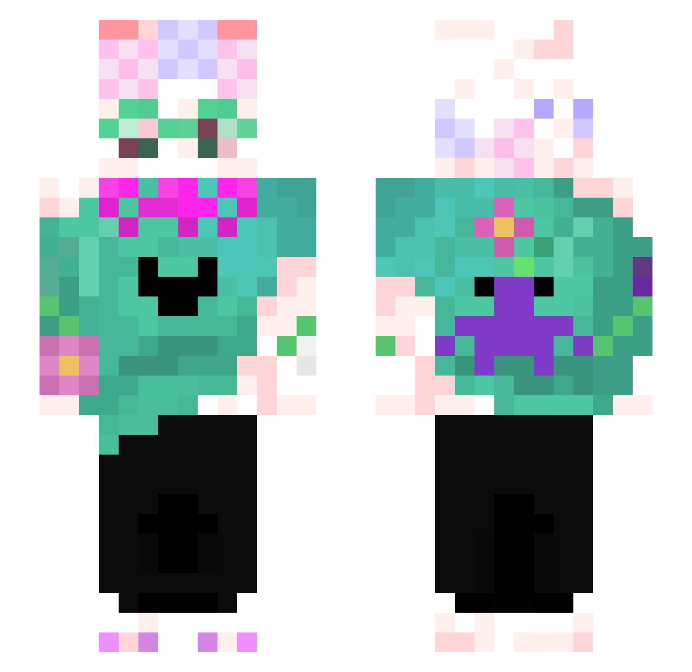 Zviu Minecraft skin, front and back view