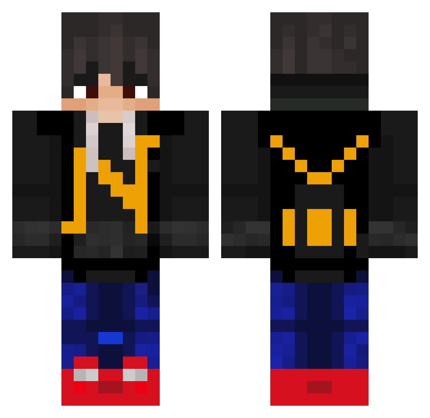 NicoBlue Minecraft skin, front and back view