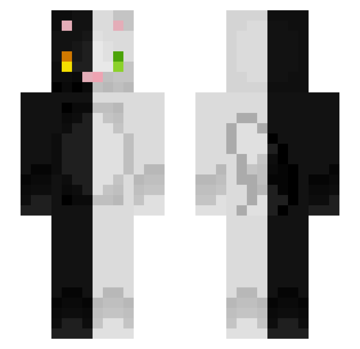 Enderjunn Minecraft skin, front and back view