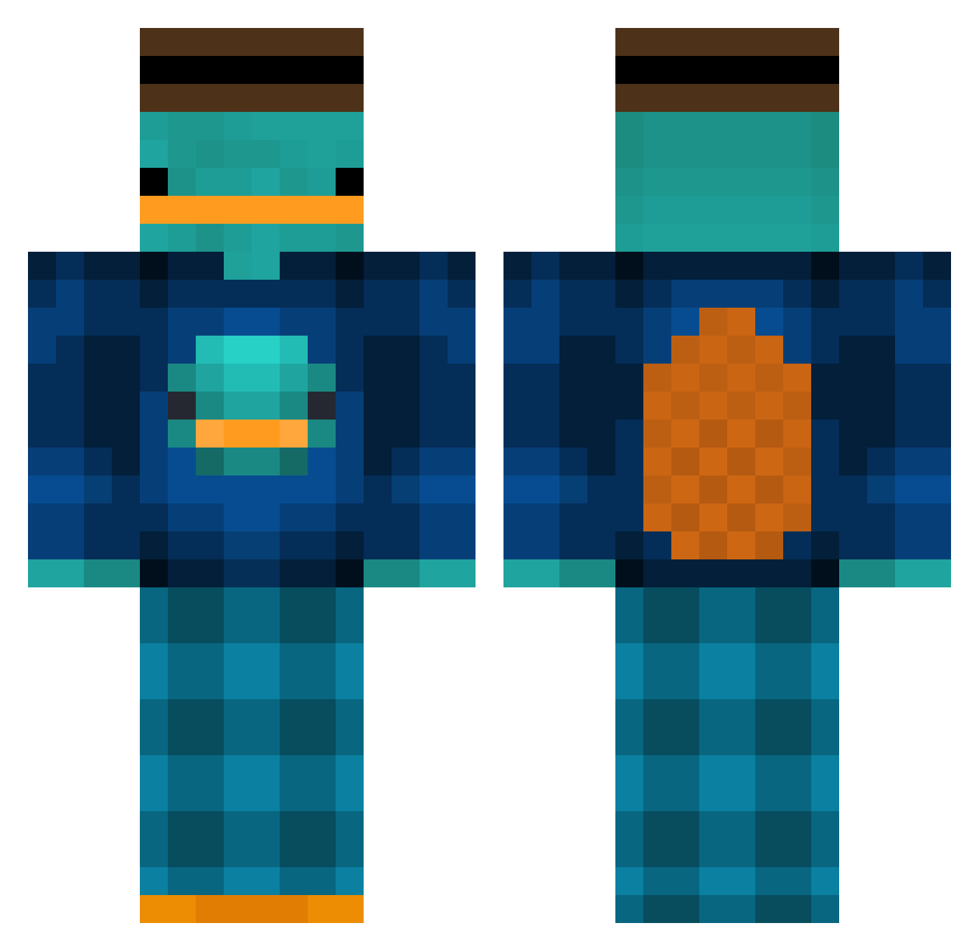 Twenttytwo Minecraft skin, front and back view