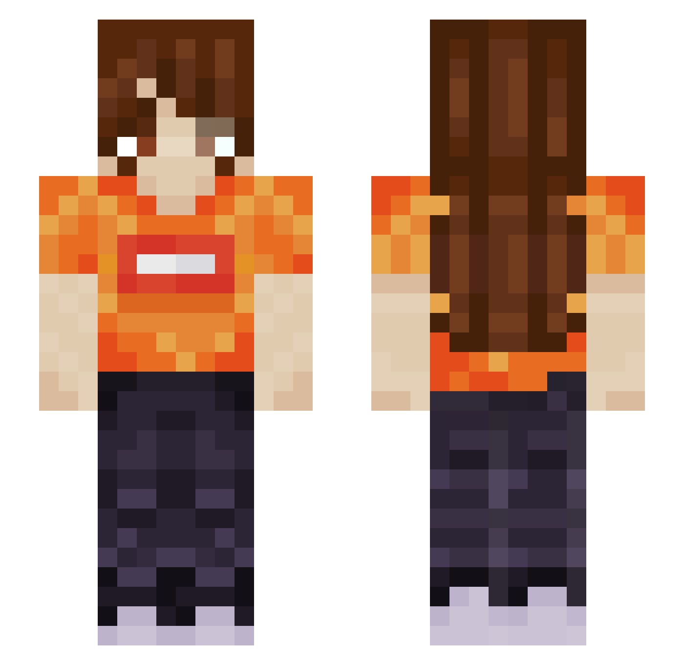 tsmugi Minecraft skin, front and back view
