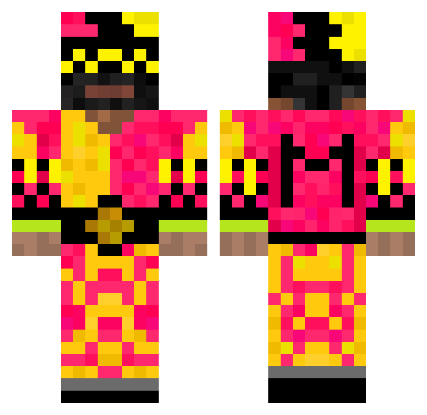 Scarily Minecraft skin, front and back view