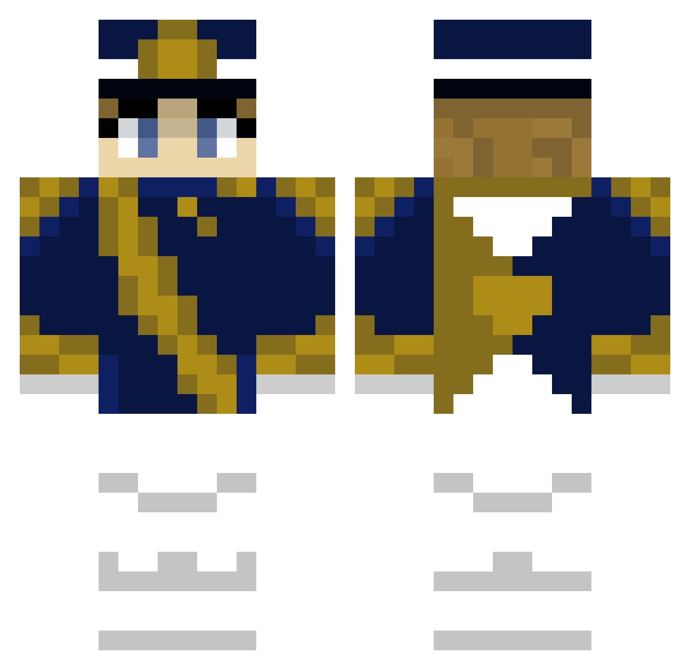 PepRally Minecraft skin, front and back view