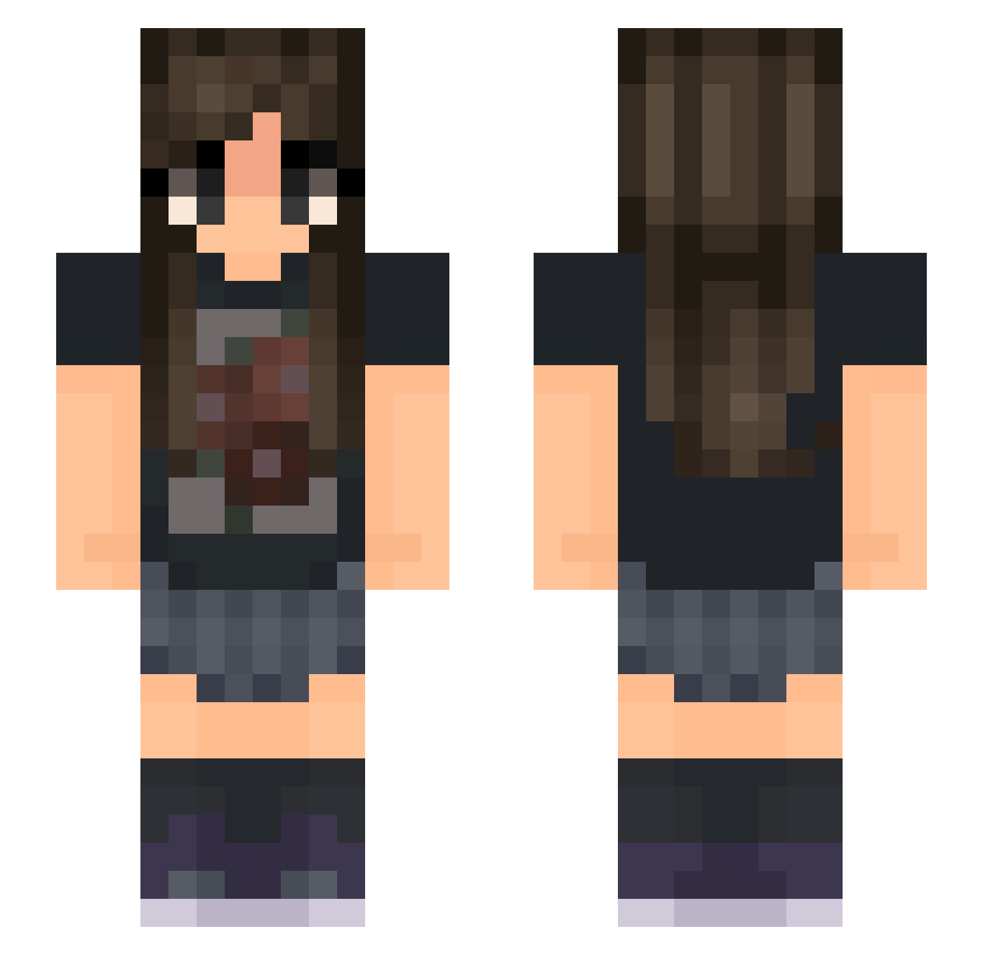Preened Minecraft skin, front and back view