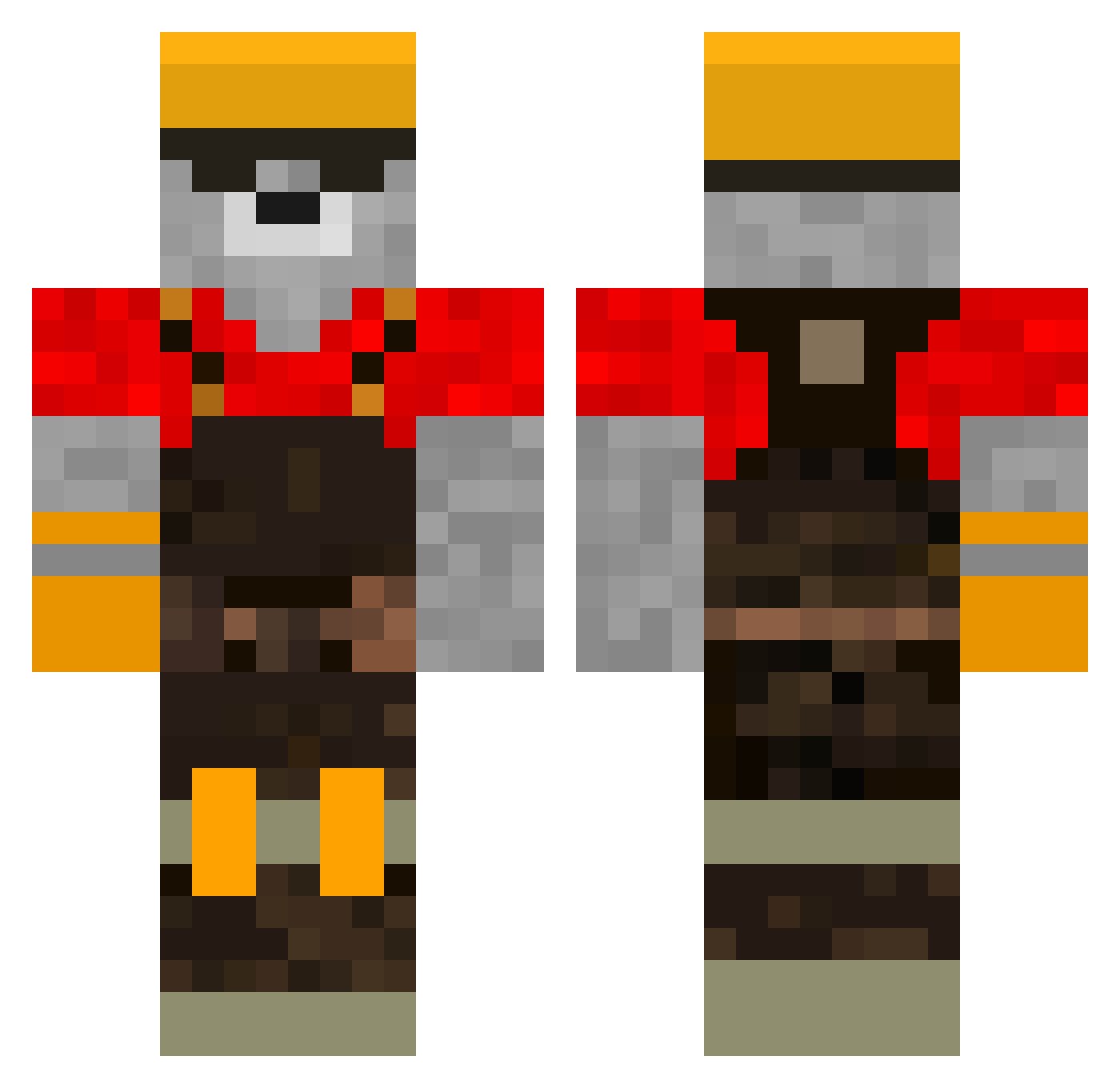 Faevaderr Minecraft skin, front and back view