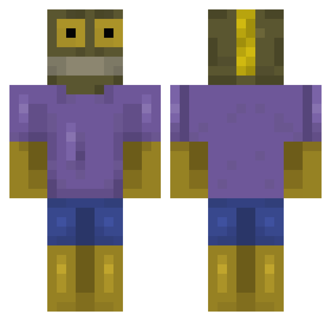 LuccasWin Minecraft skin, front and back view