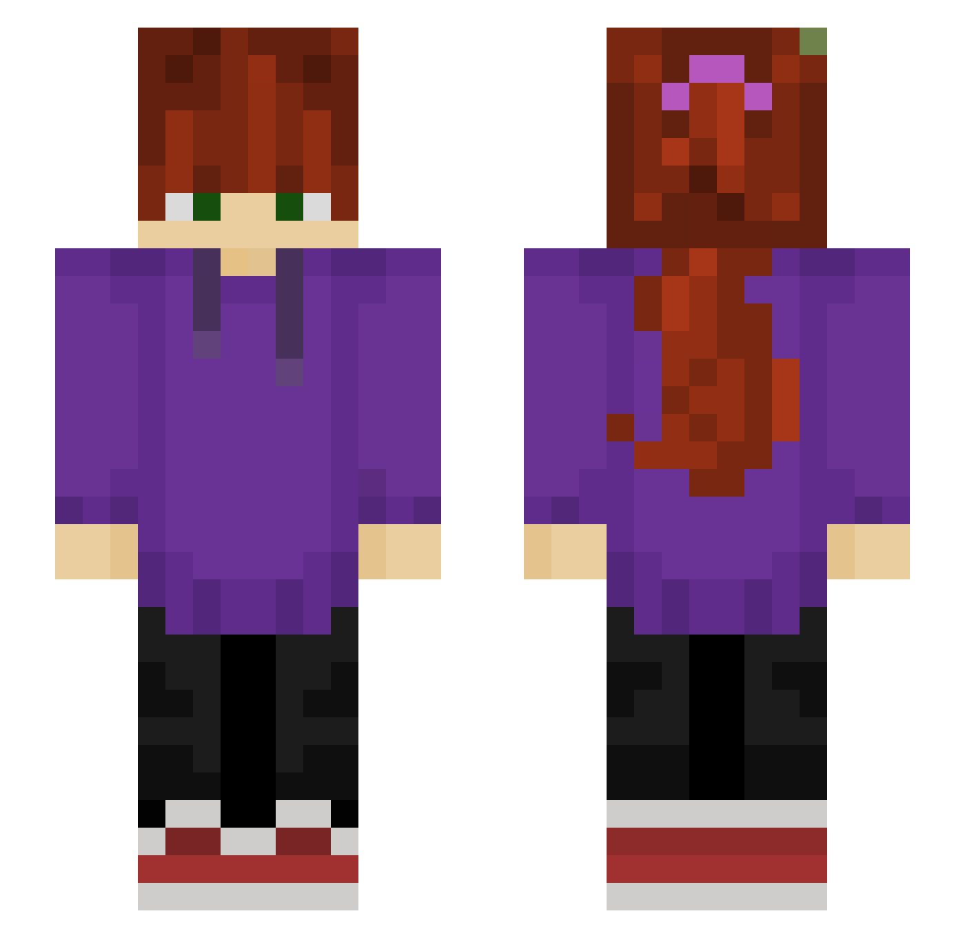 MikeySam Minecraft skin, front and back view