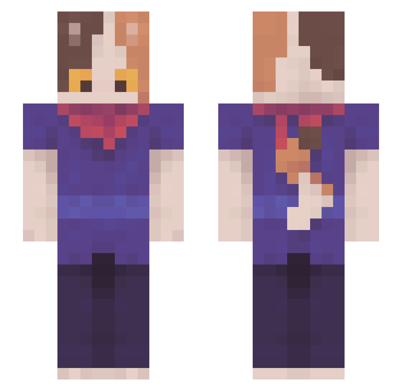 hunter_fazcat Minecraft skin, front and back view