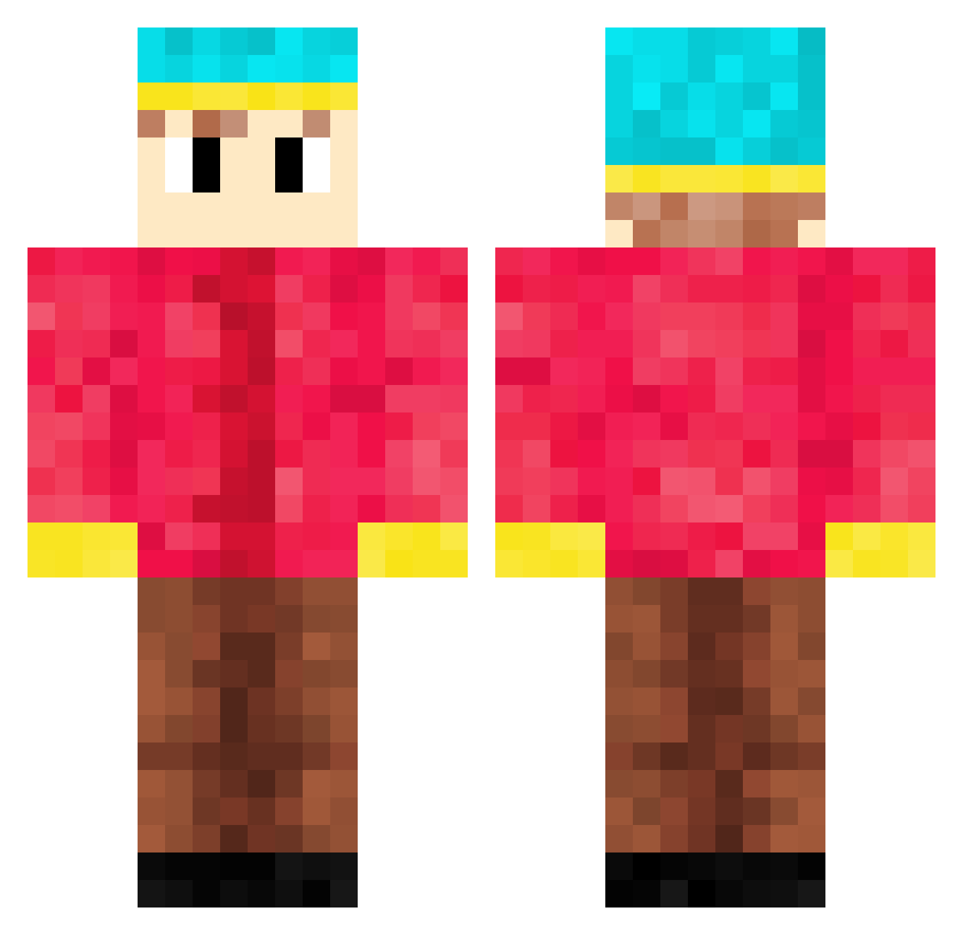Kobmar Minecraft skin, front and back view
