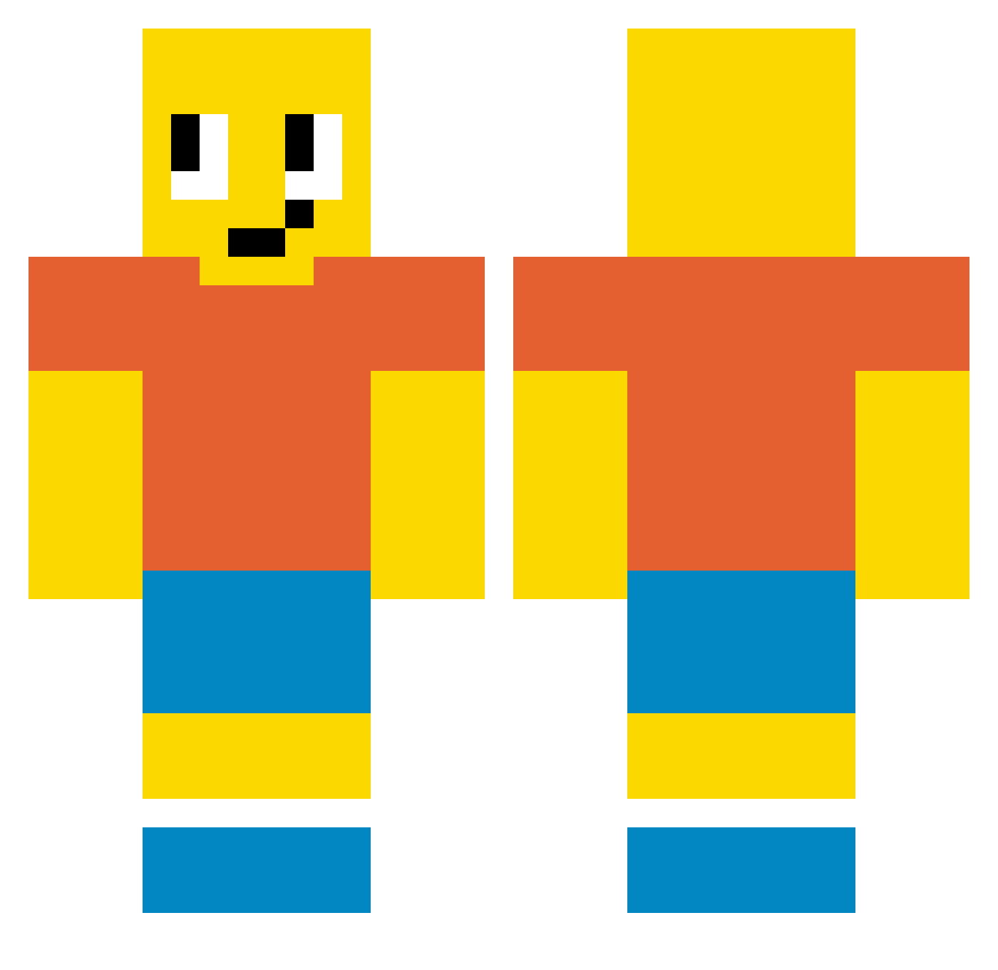 Sickroach Minecraft skin, front and back view