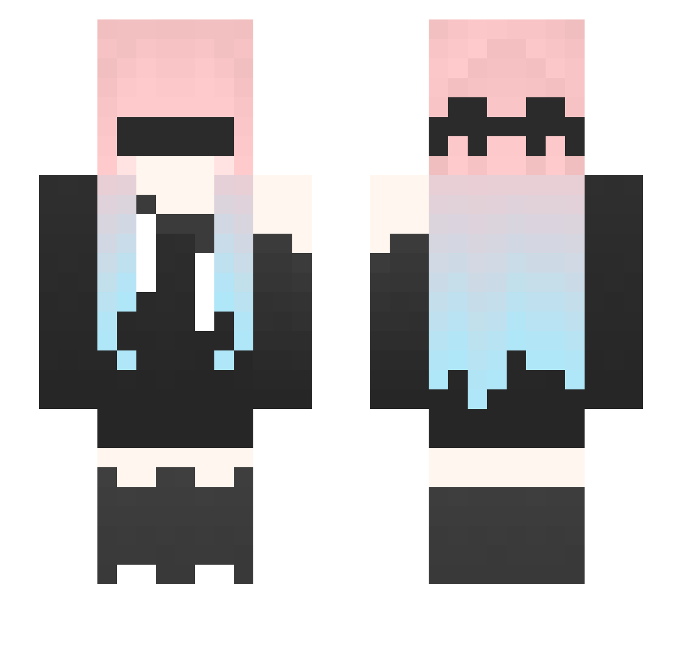 QuLeD Minecraft skin, front and back view