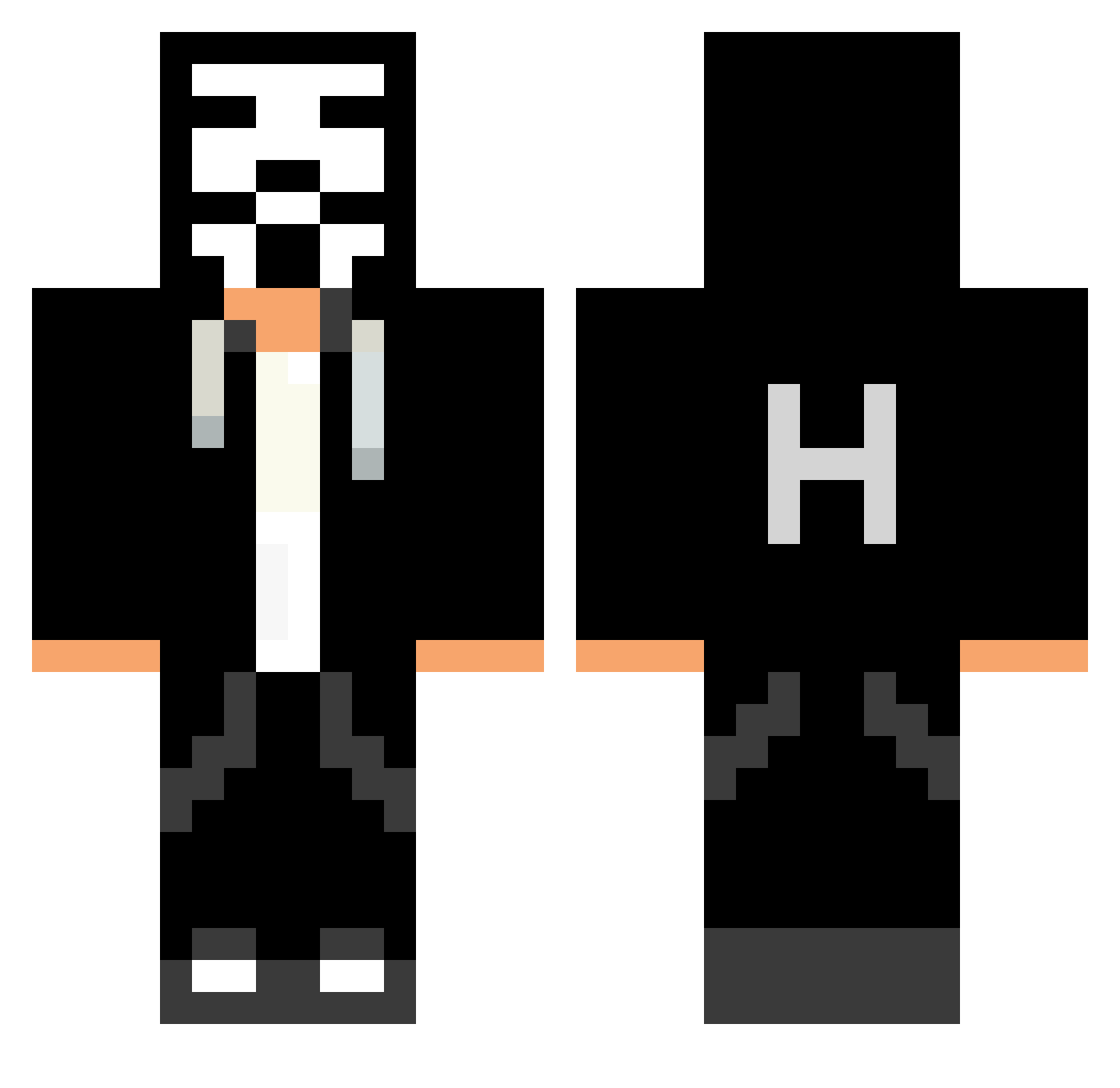 LevGod Minecraft skin, front and back view