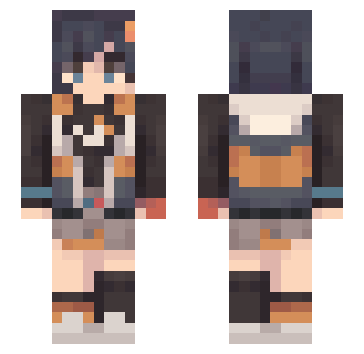 Oupre Minecraft skin, front and back view
