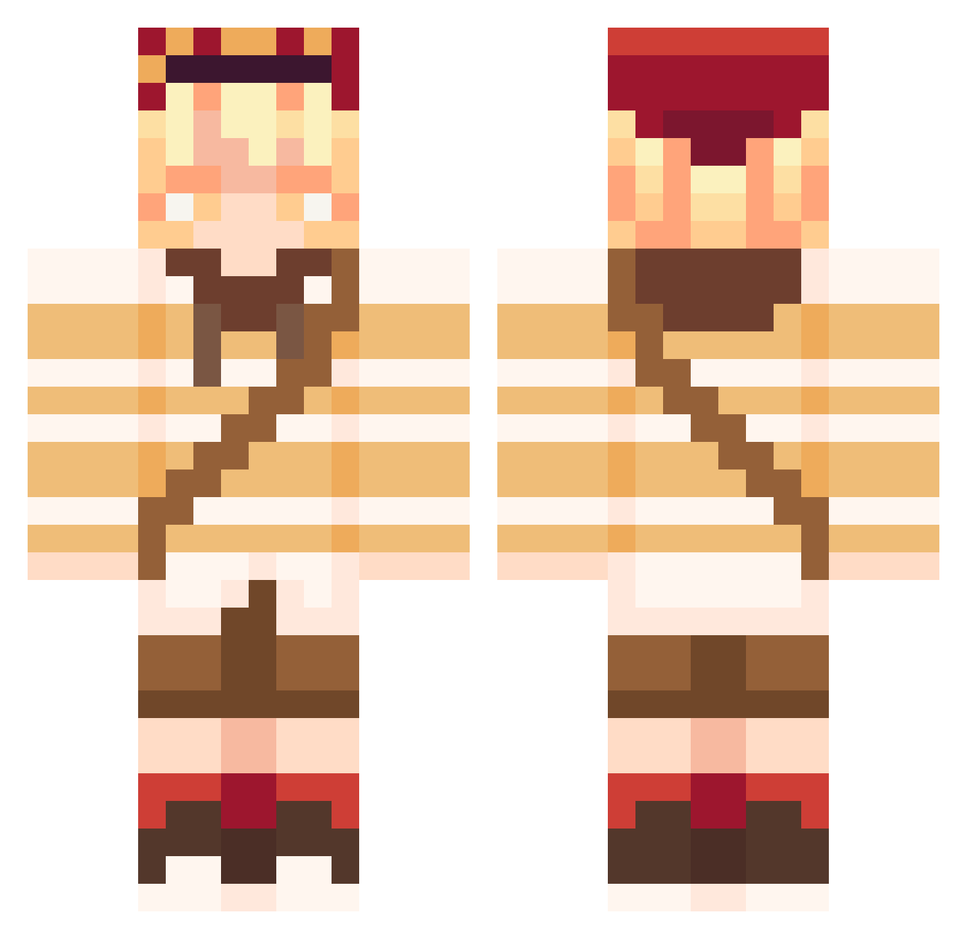 postically Minecraft skin, front and back view