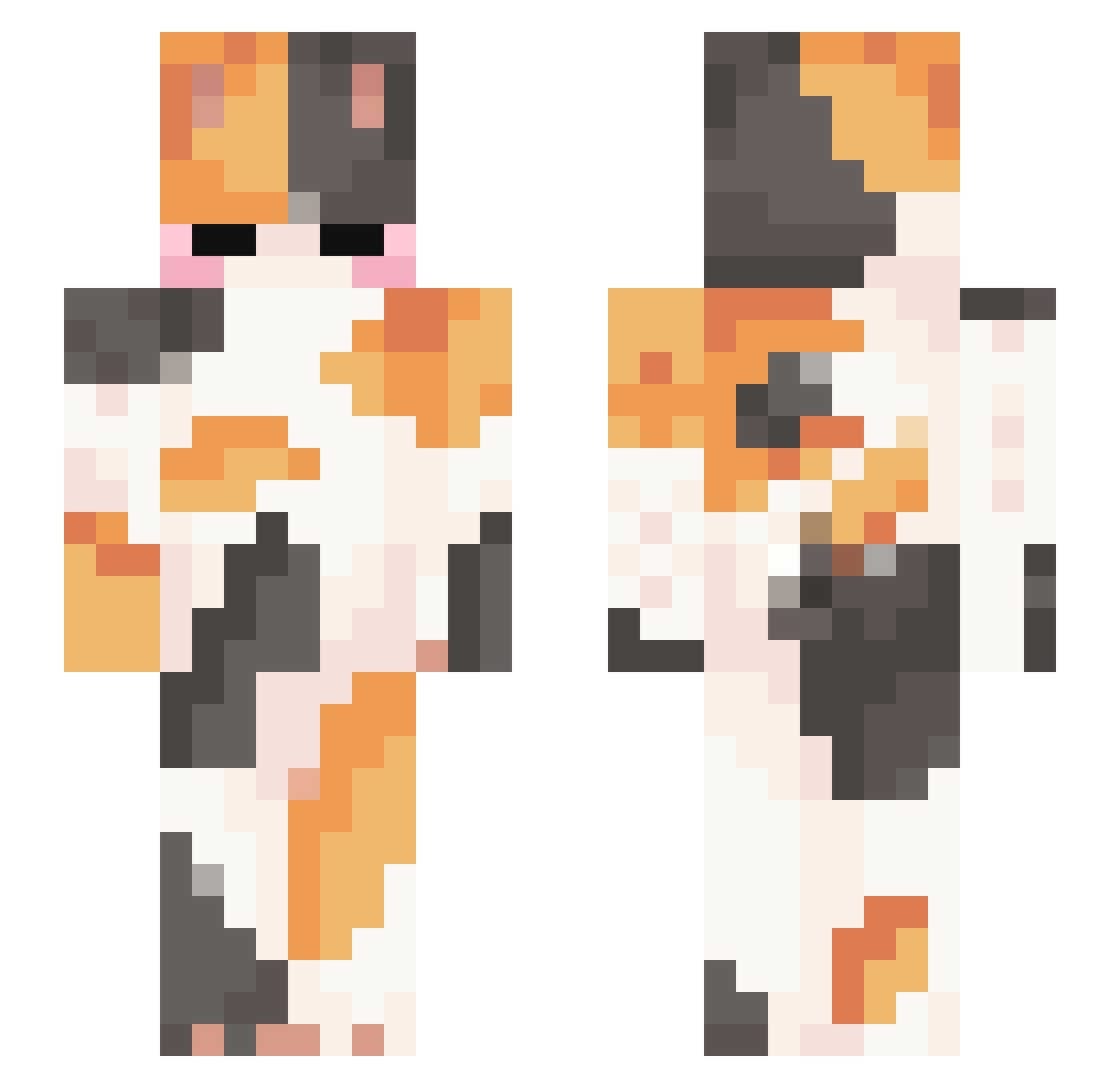 ToshieLee Minecraft skin, front and back view