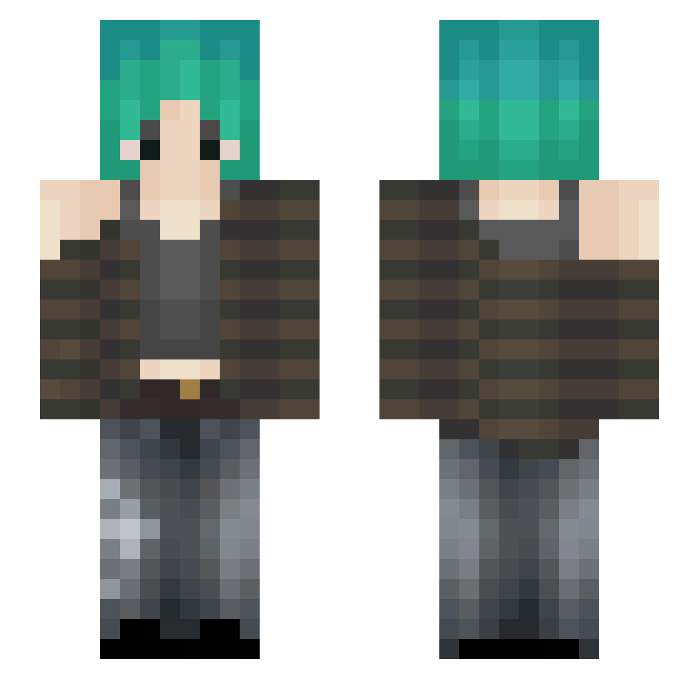 Yenxnyl Minecraft skin, front and back view