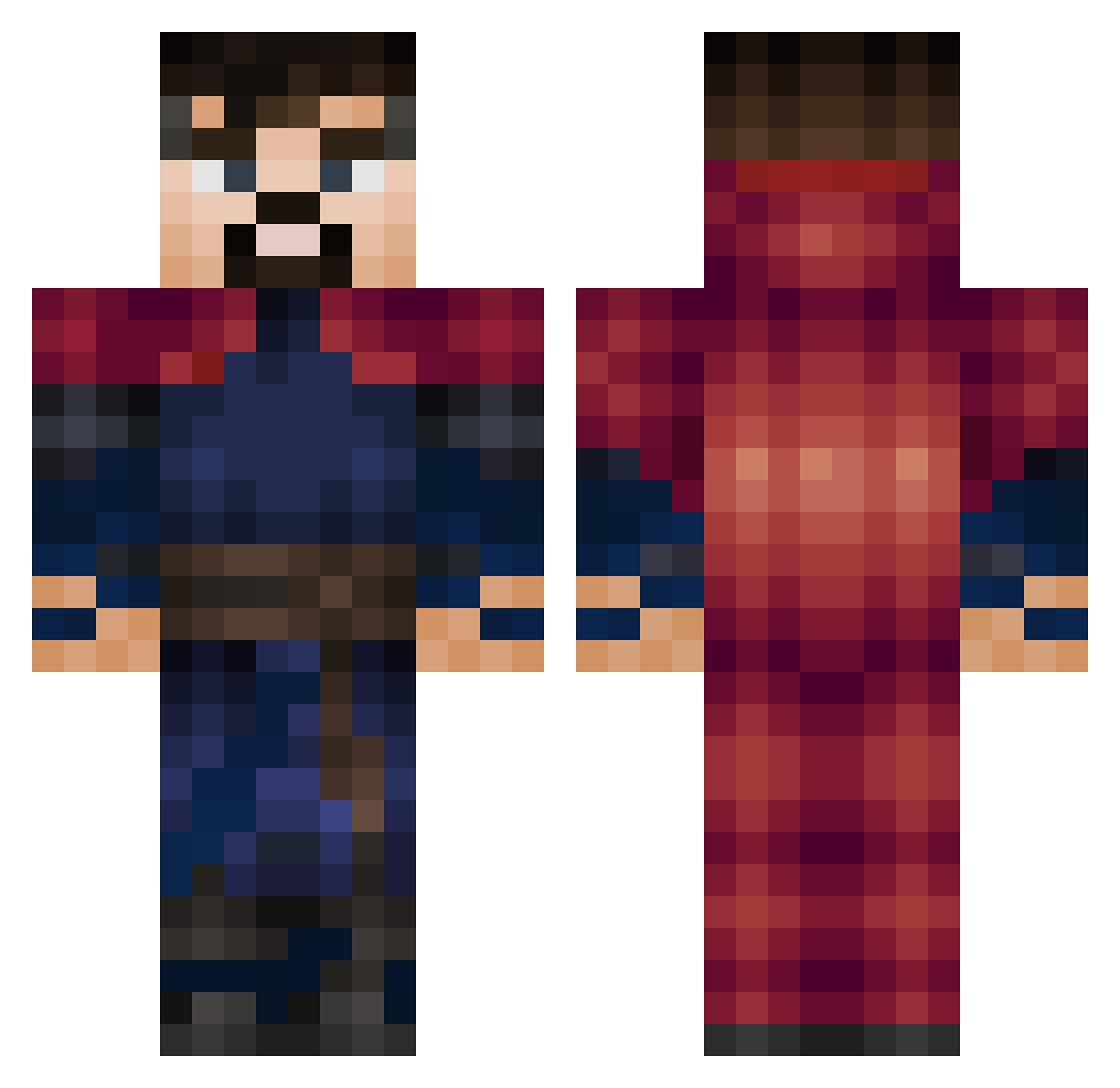 Mecavalier Minecraft skin, front and back view