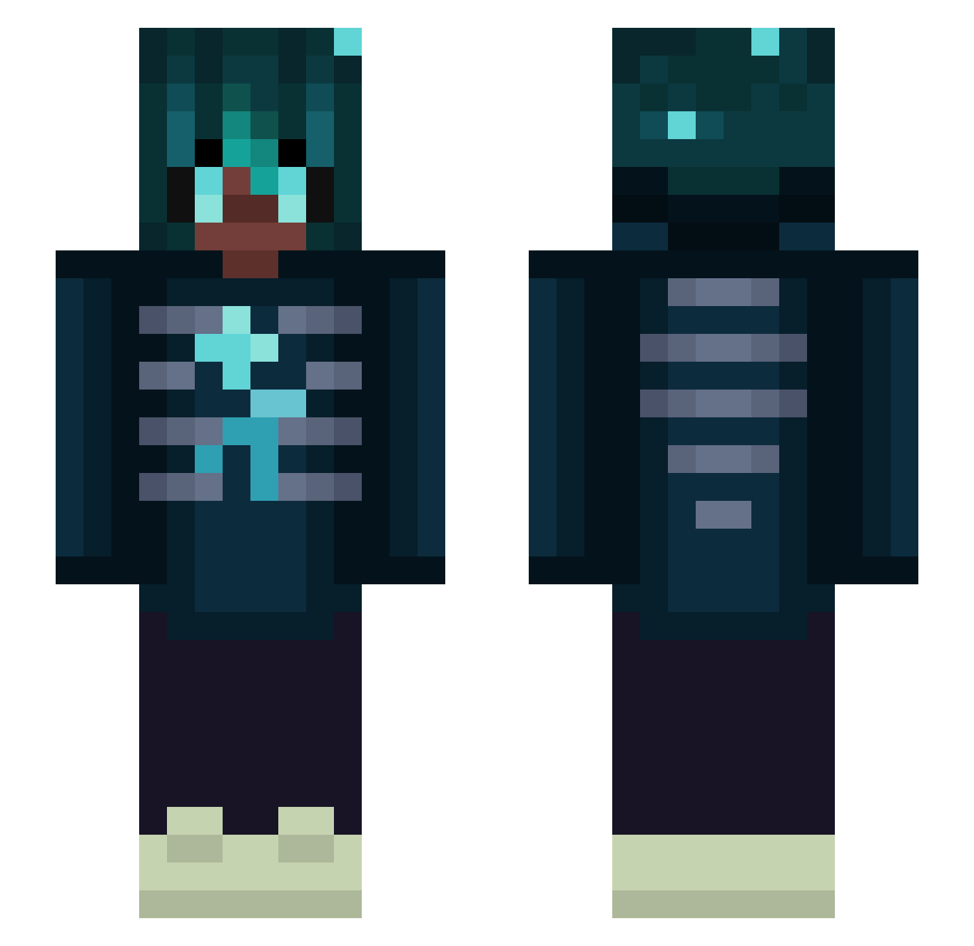 Warpdn Minecraft skin, front and back view