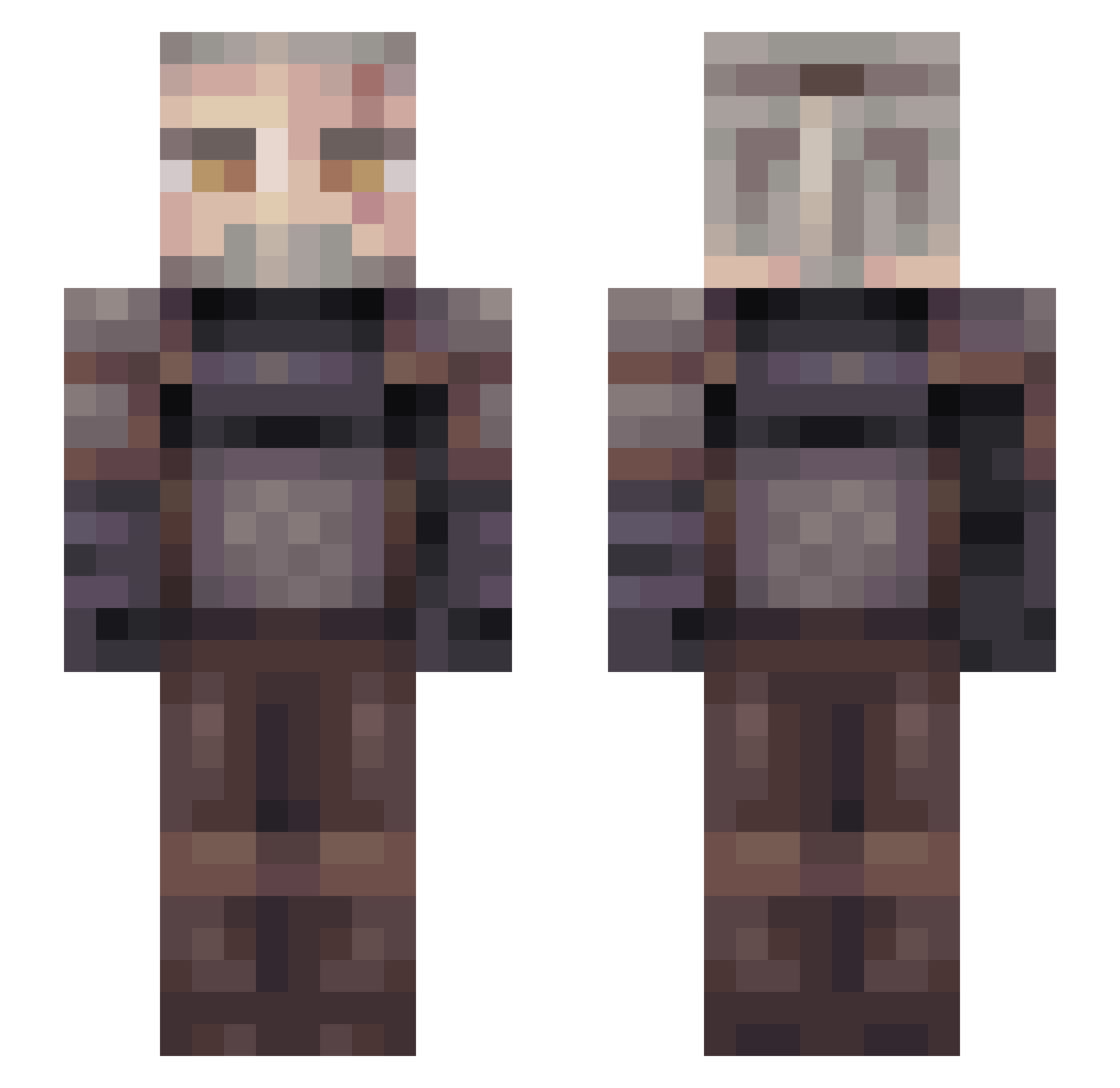 Kraqqan Minecraft skin, front and back view