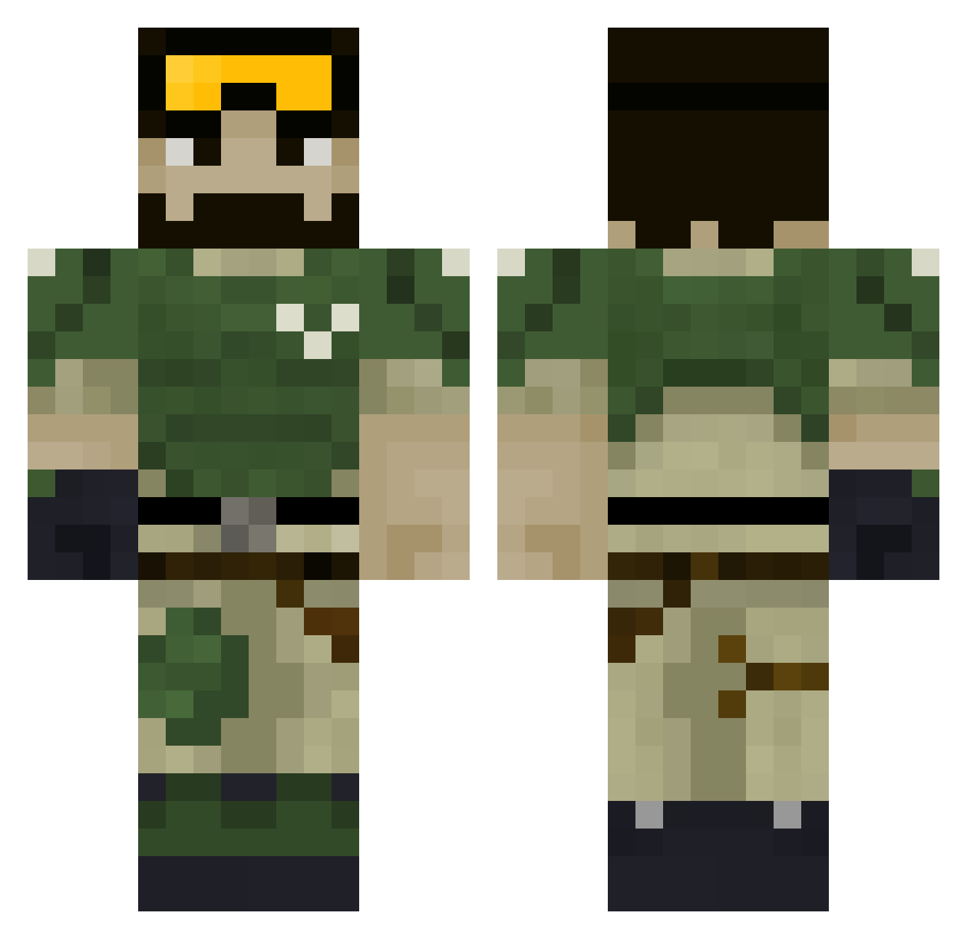 Inoceramus Minecraft skin, front and back view