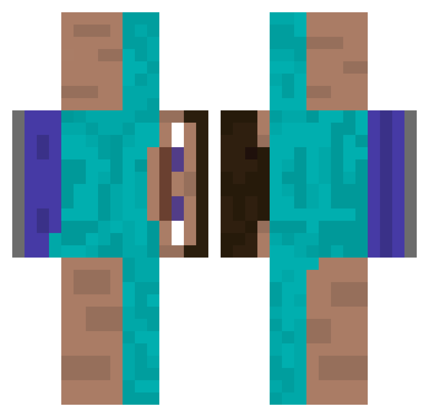 HugeBrick Minecraft skin, front and back view