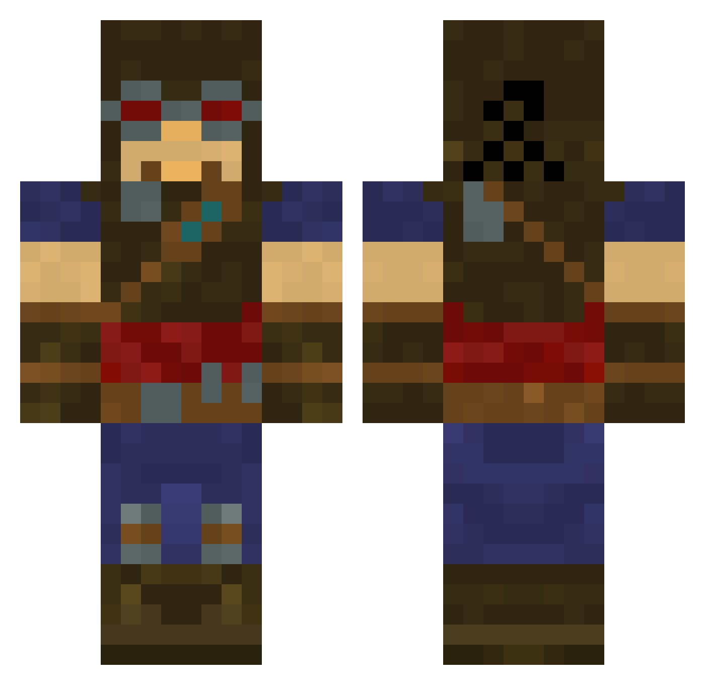 workingman Minecraft skin, front and back view