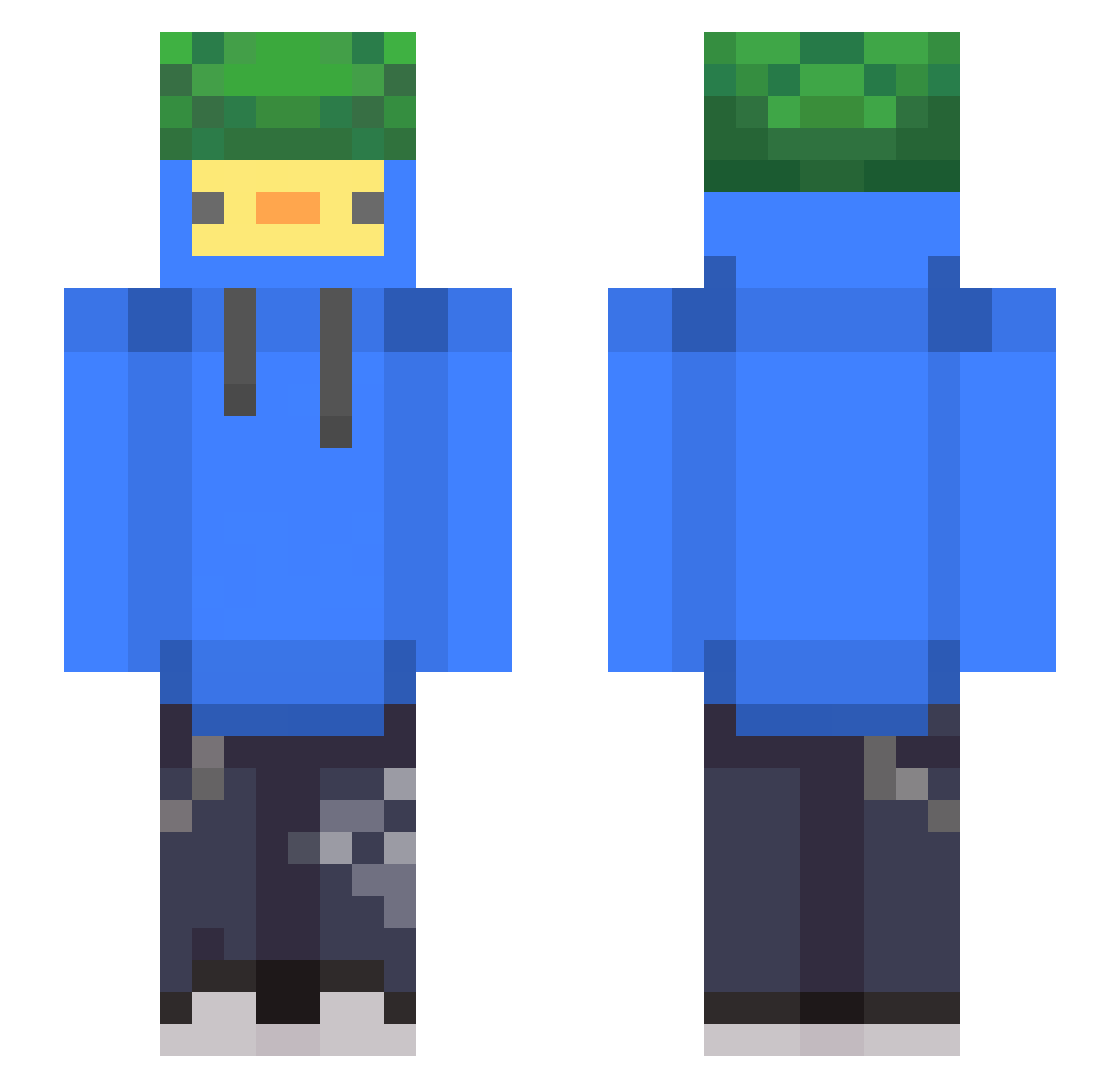 BookBoard Minecraft skin, front and back view