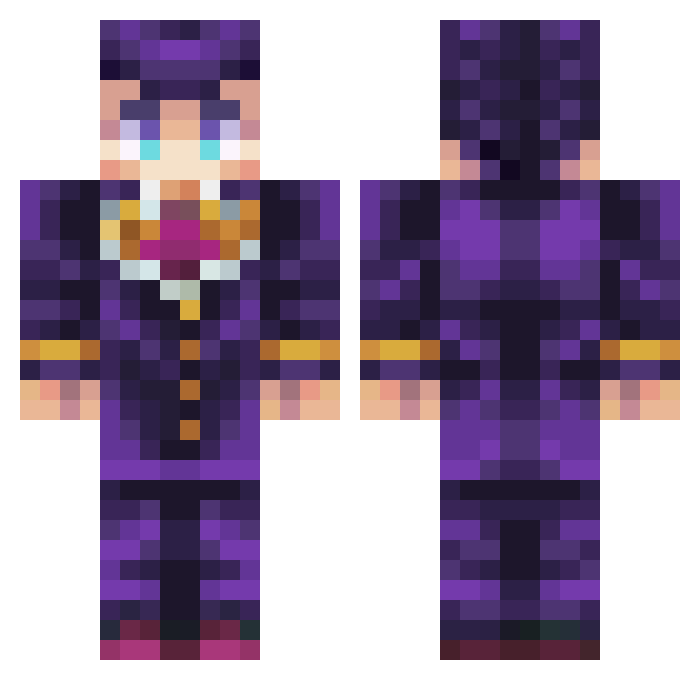 NeoQs Minecraft skin, front and back view