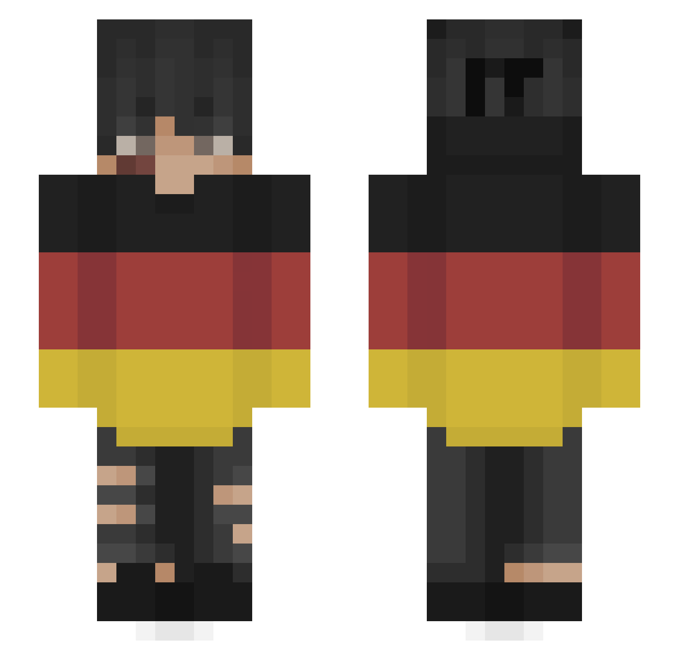 InfiniteDr34m Minecraft skin, front and back view