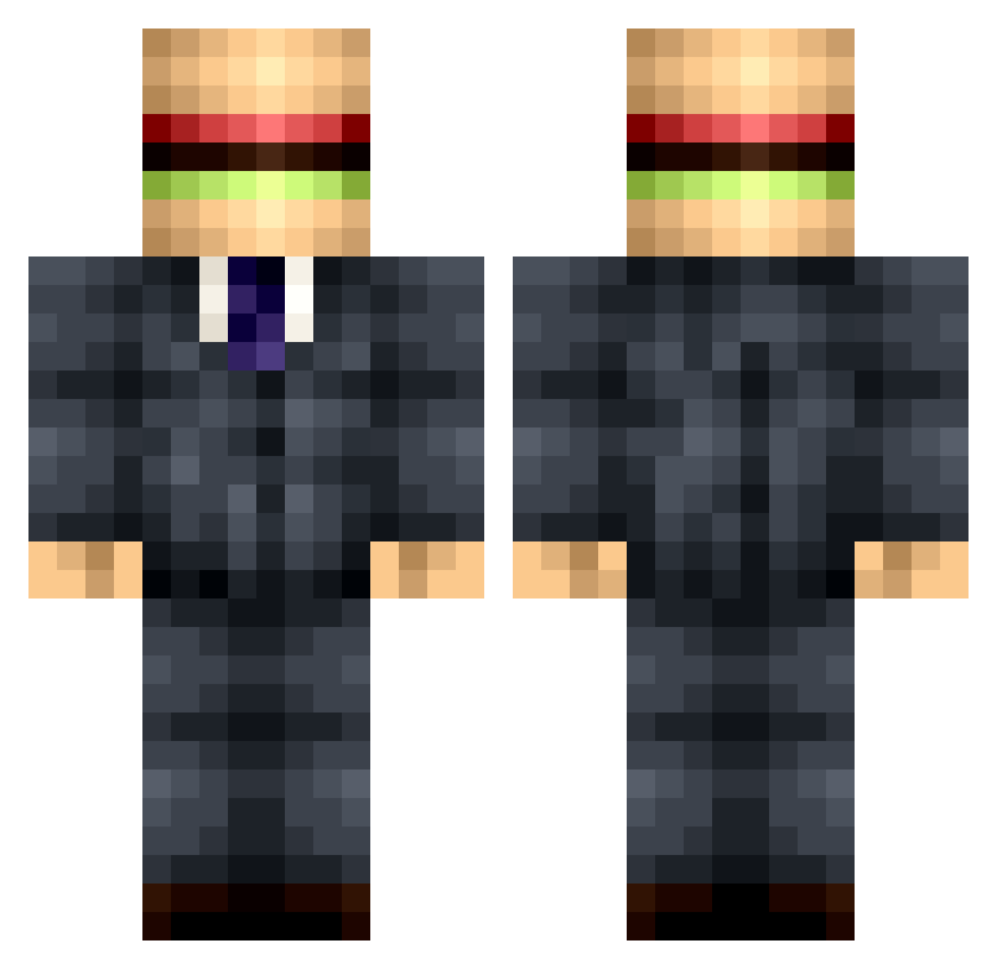 Hurried Minecraft skin, front and back view