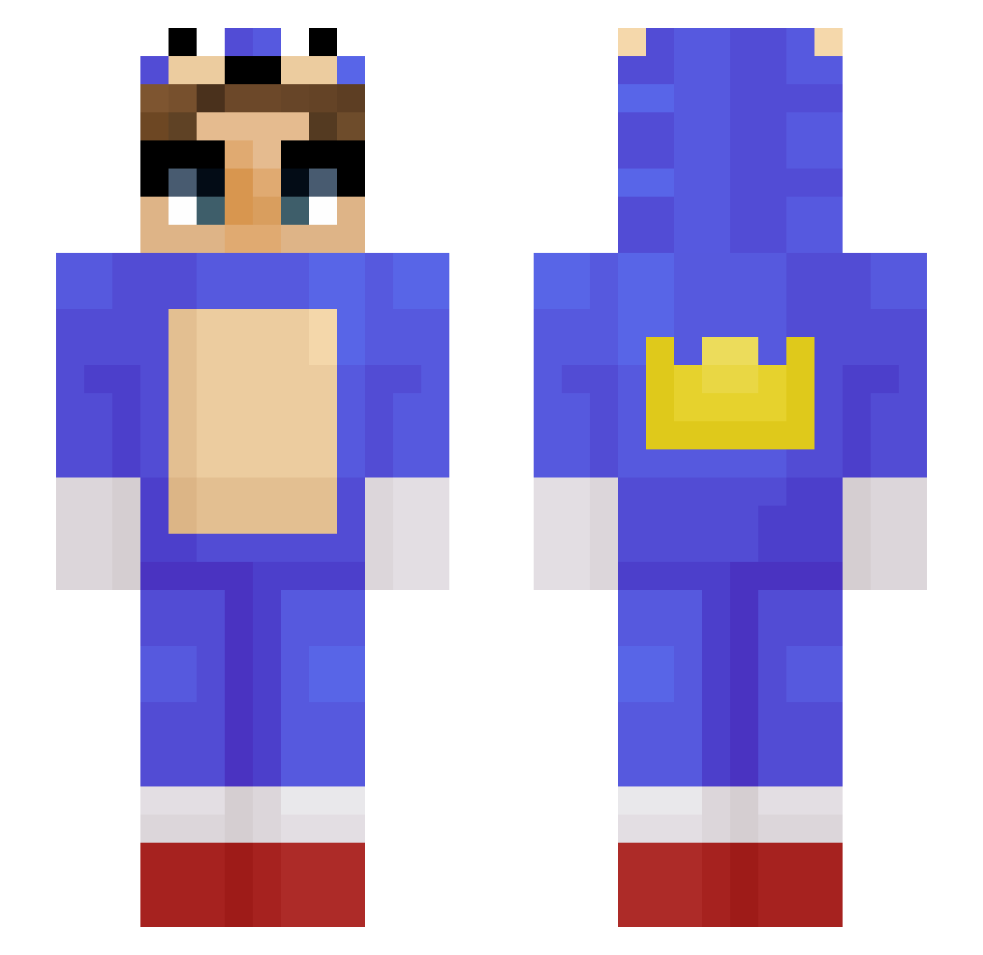 ConnorEatsPants Minecraft skin, front and back view