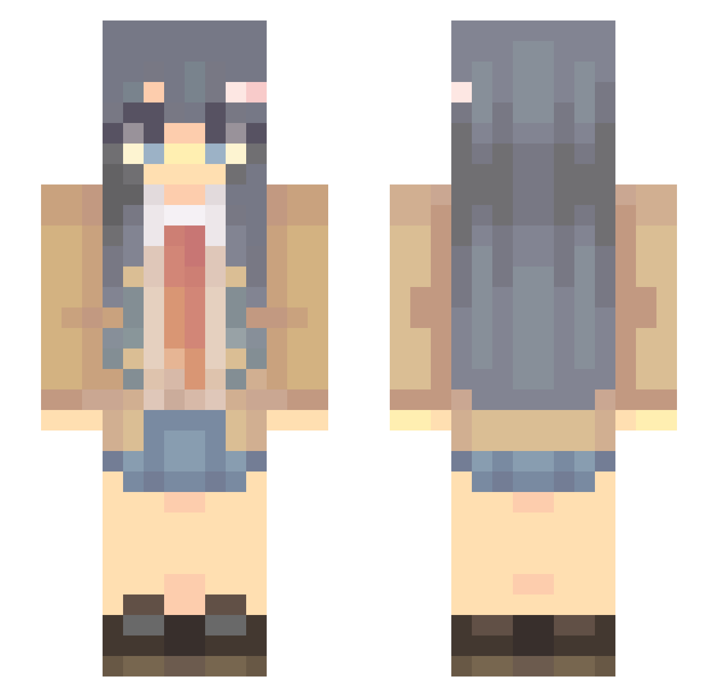 reflexist Minecraft skin, front and back view