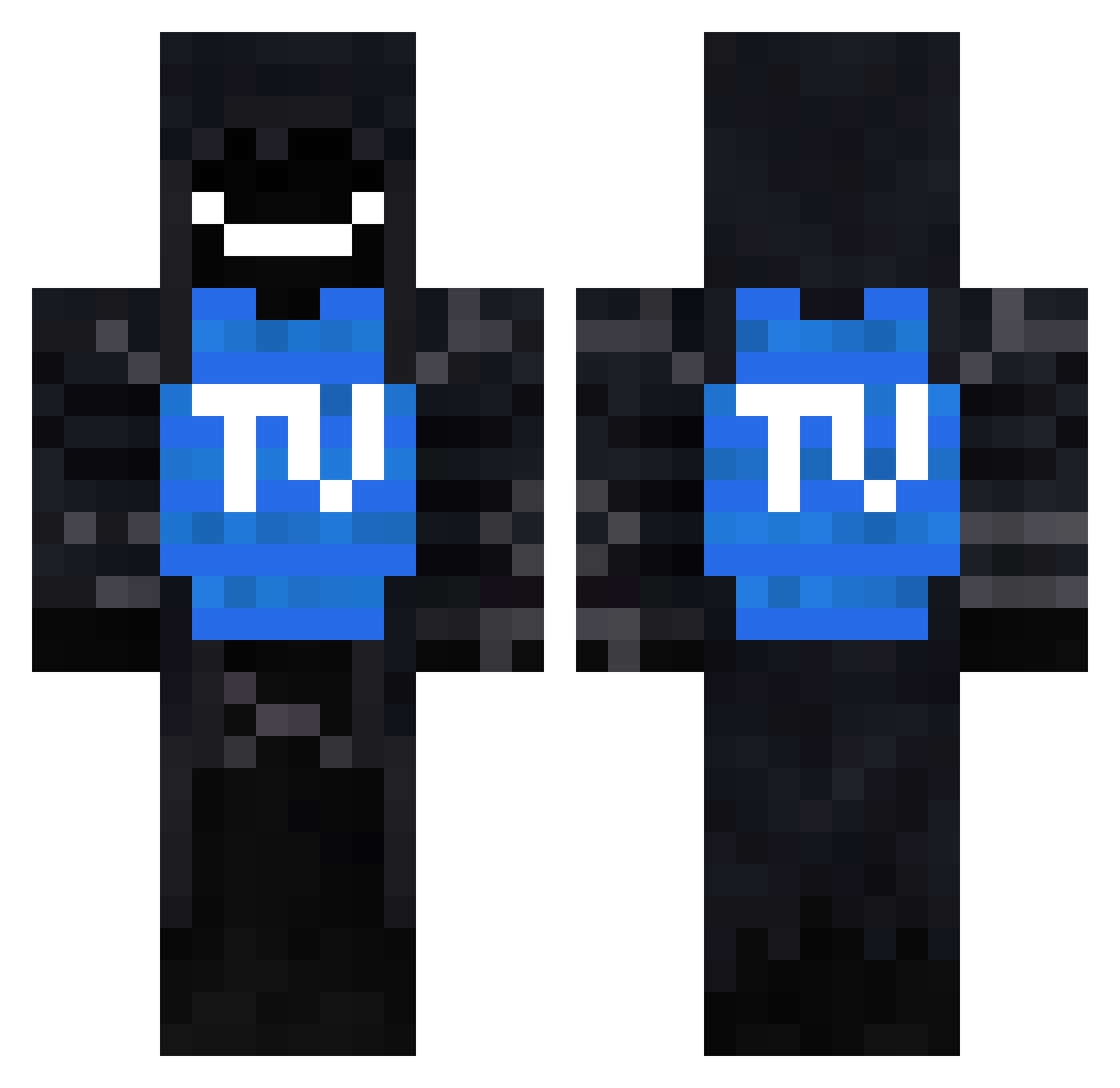ItzYaBoiiiA Minecraft skin, front and back view
