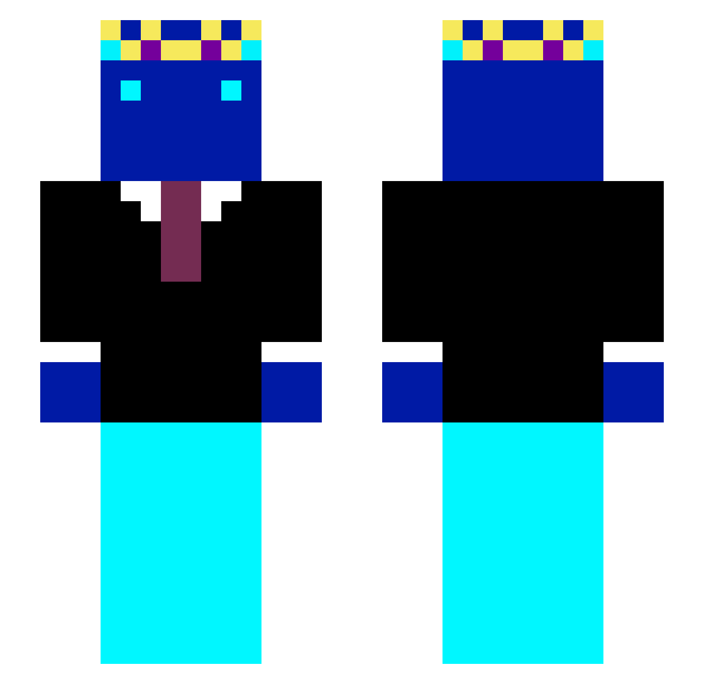 ZeusEbisuMC Minecraft skin, front and back view