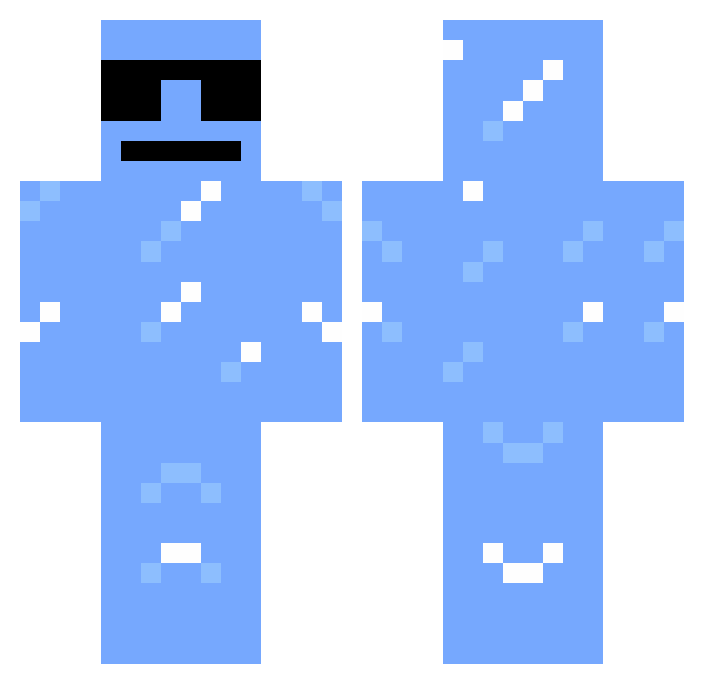 SnowdiceJ Minecraft skin, front and back view