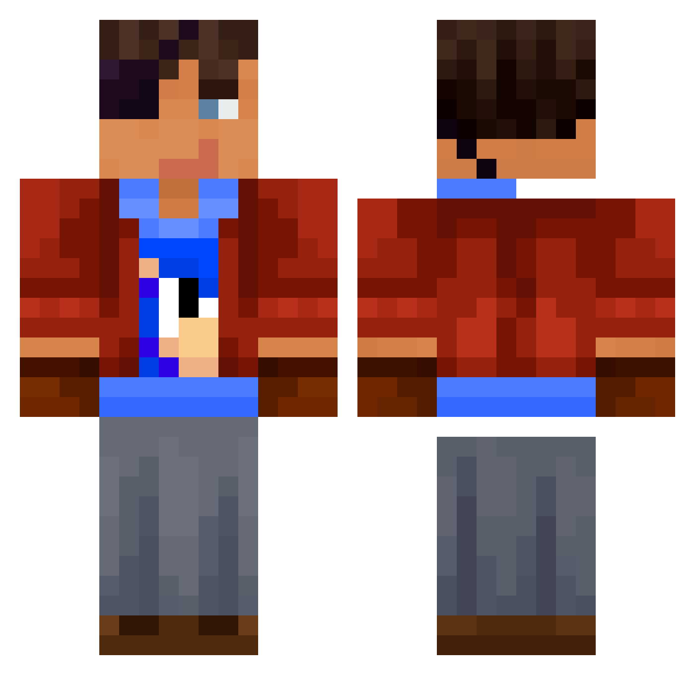 Roman2007TV Minecraft skin, front and back view