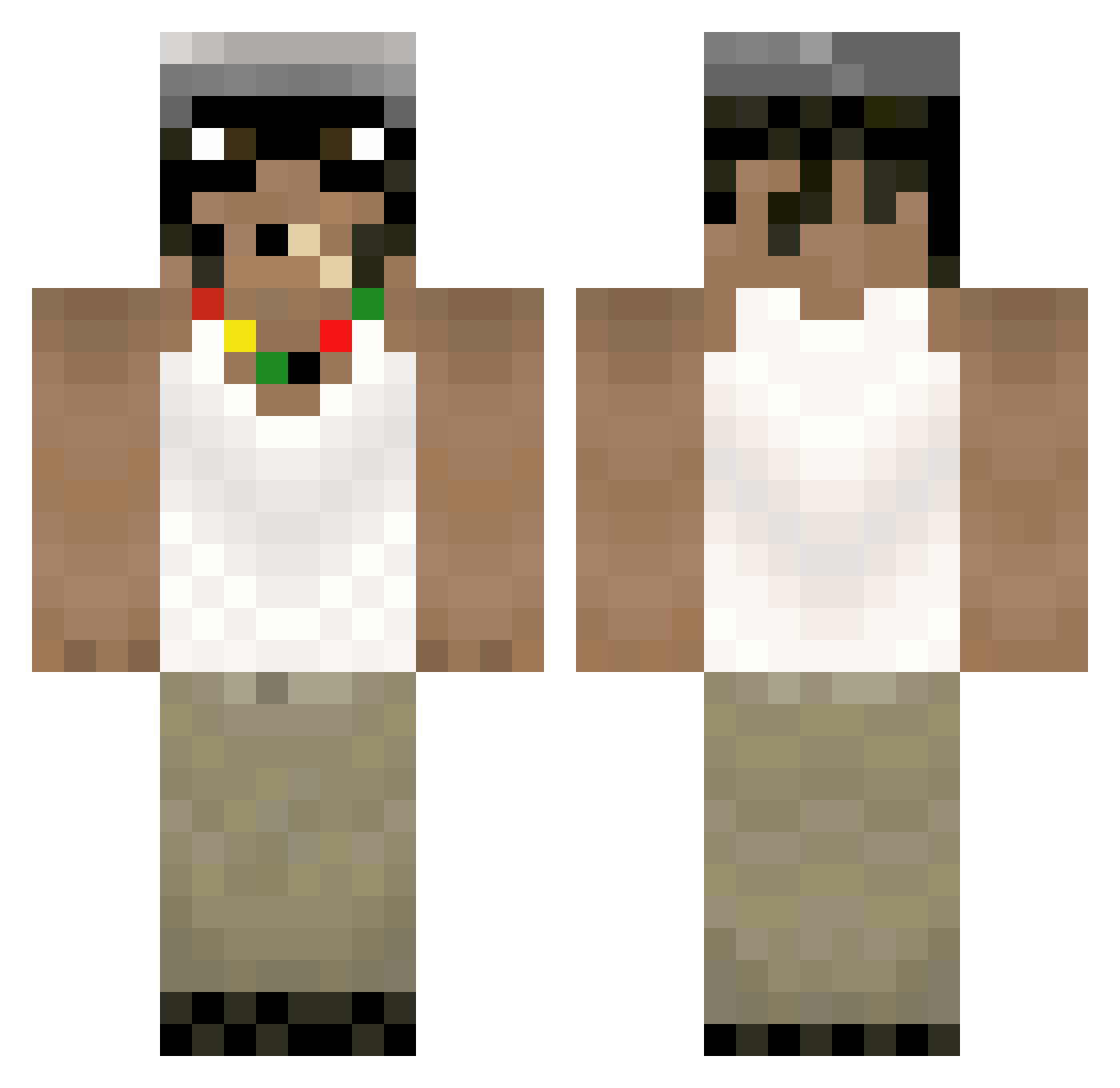 bongboy420 Minecraft skin, front and back view