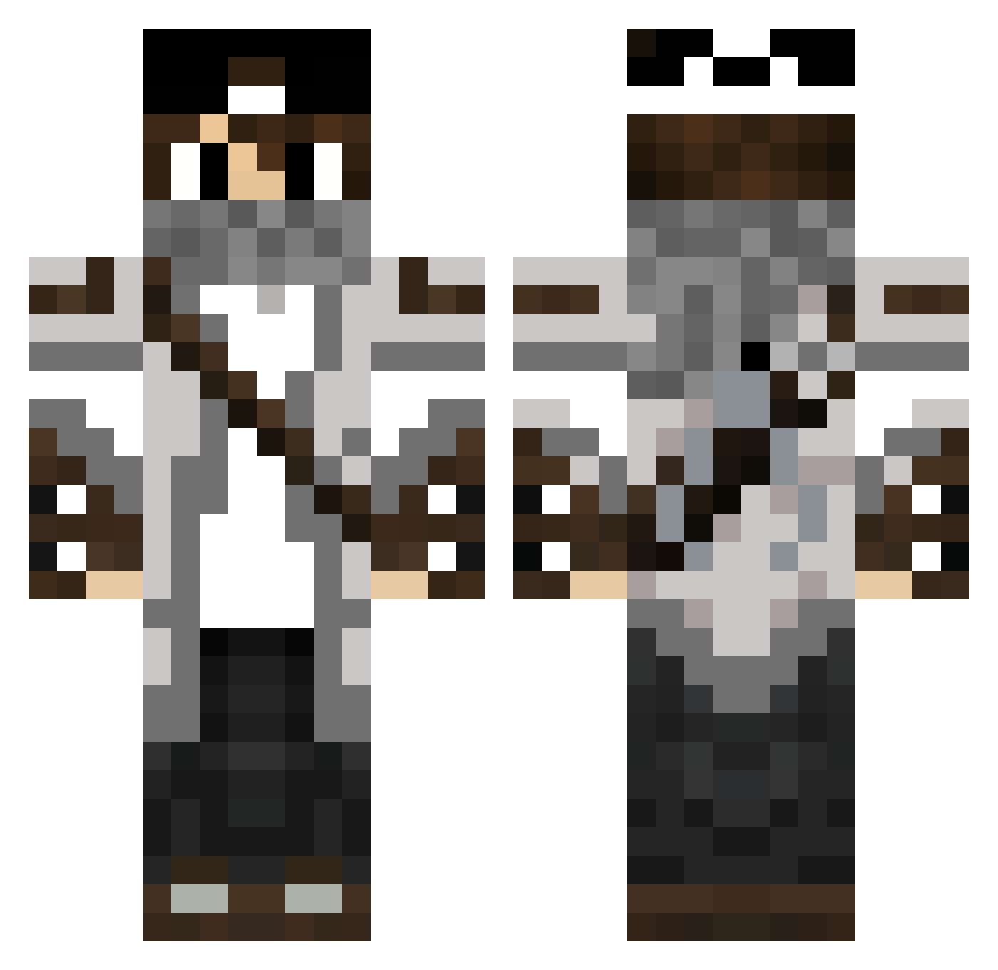 azeyy Minecraft skin, front and back view