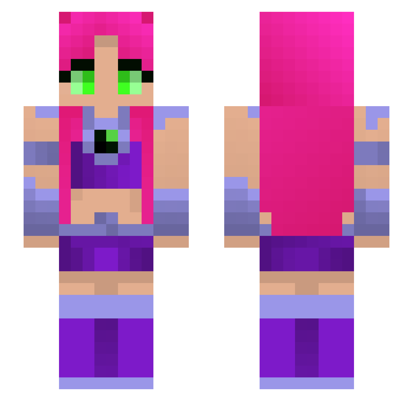 PandaWitch770 Minecraft skin, front and back view