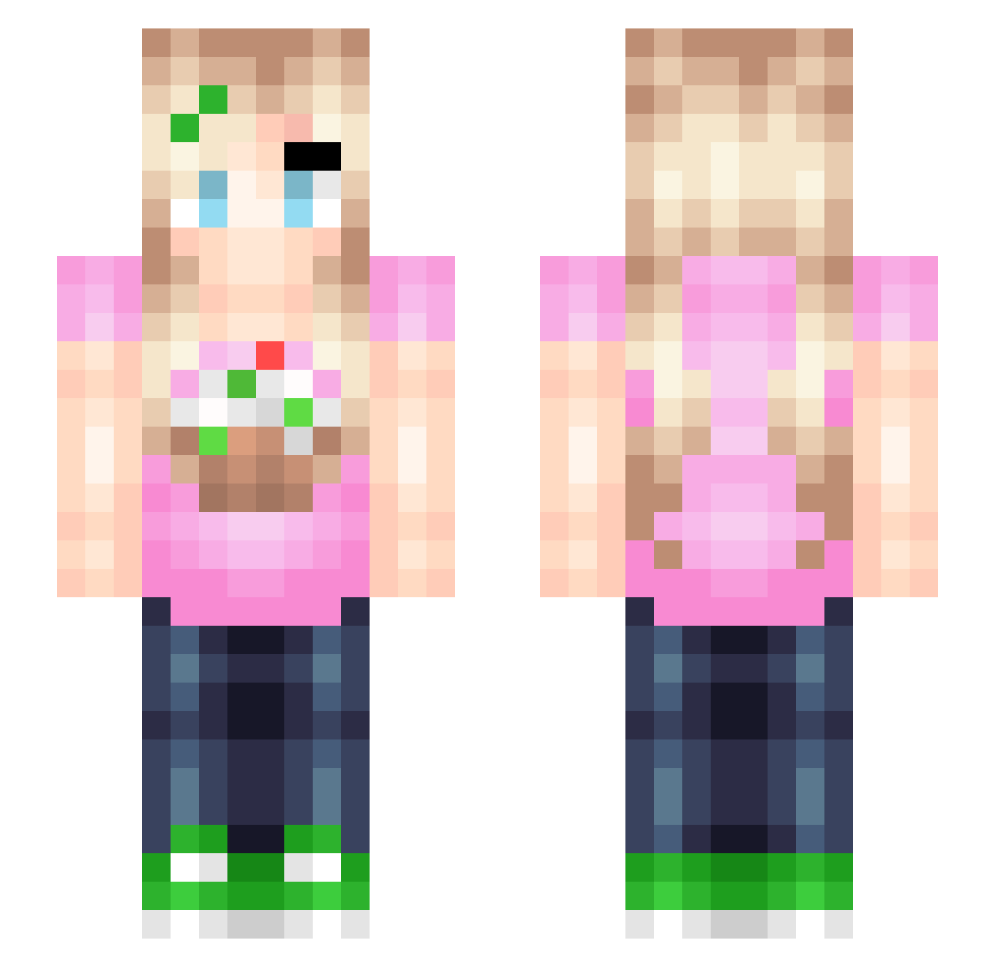 Wukedes Minecraft skin, front and back view