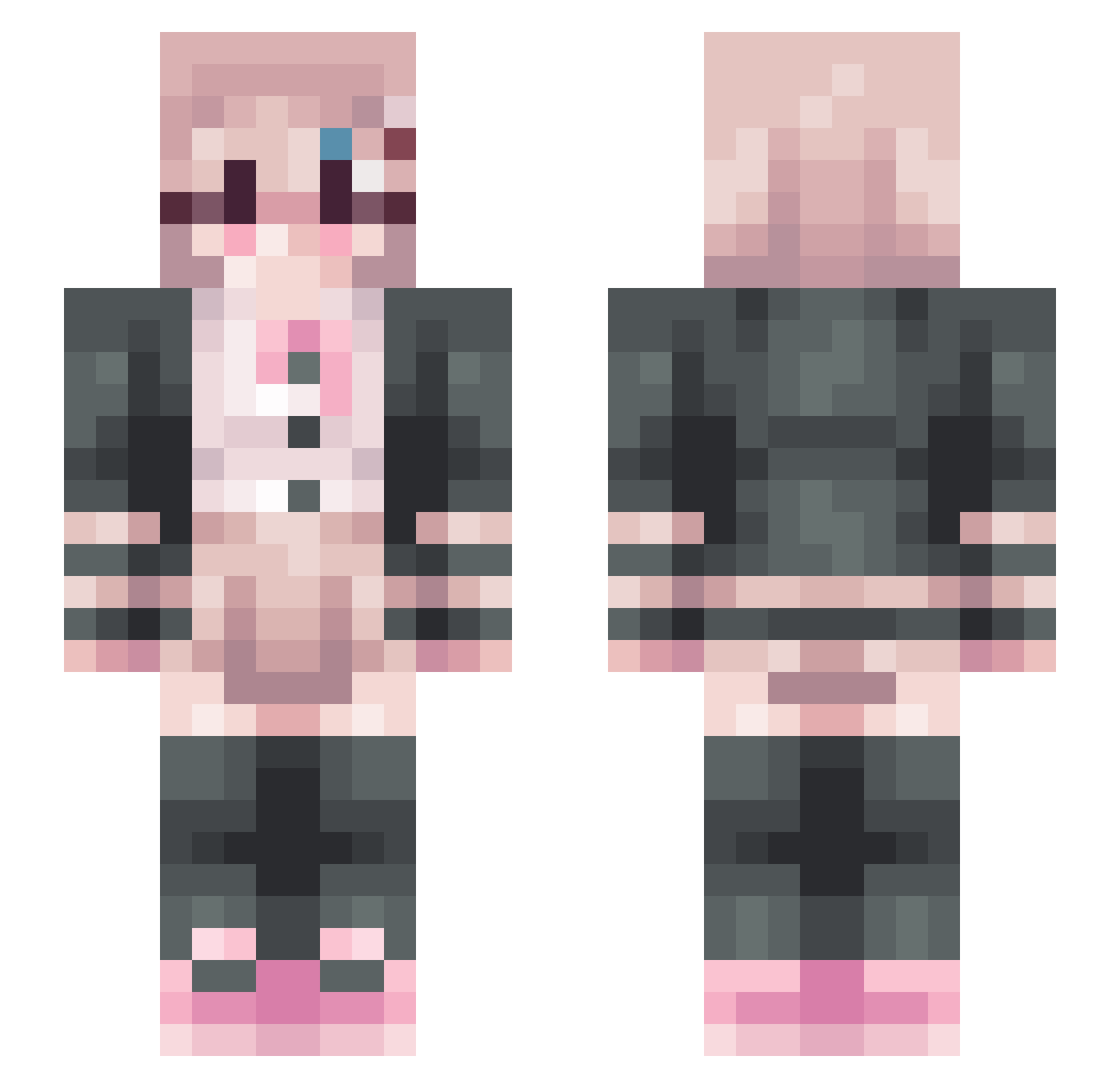 JxstAkira Minecraft skin, front and back view