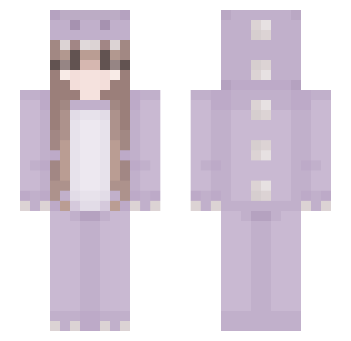 Satisfactorily Minecraft skin, front and back view