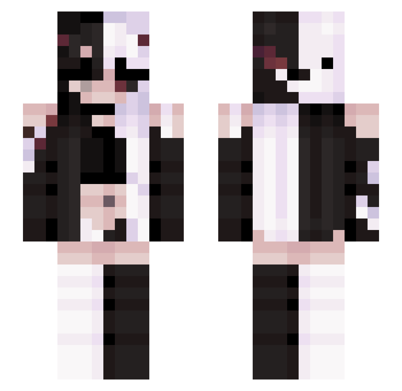MiuskaCZ Minecraft skin, front and back view