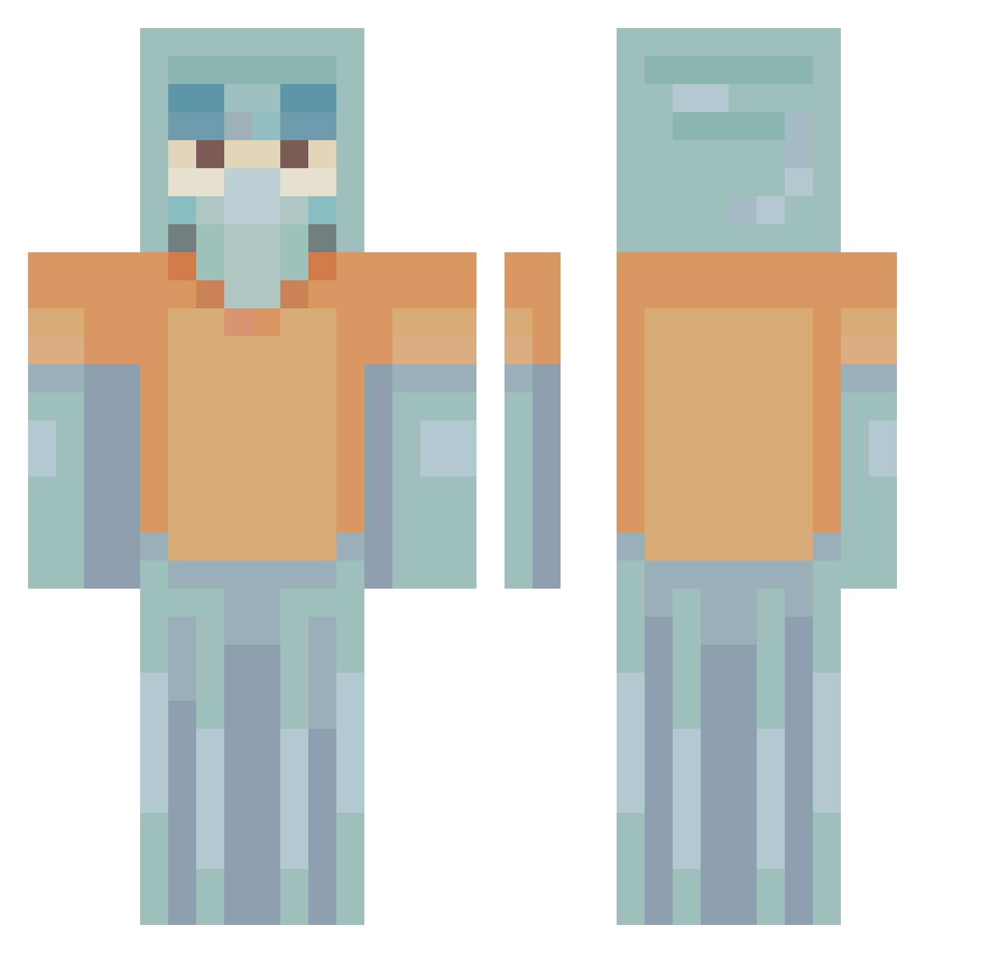 OceanicOdyssey Minecraft skin, front and back view